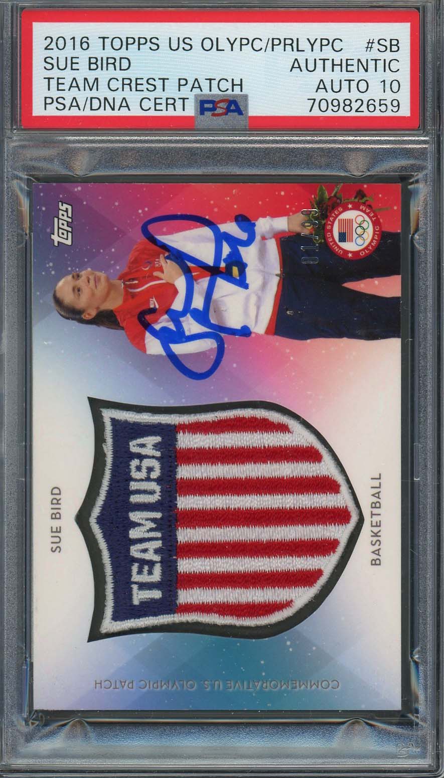 Sue Bird 2016 Topps USA Olympics Signed Patch Card #SB Auto Graded PSA 10 2659
