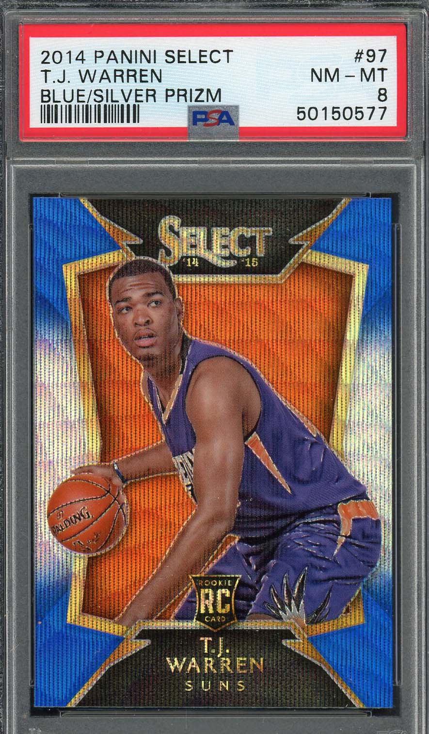 TJ Warren 2014 Panin Select Blue Silver Prizm Rookie Card #97 Graded PSA 8