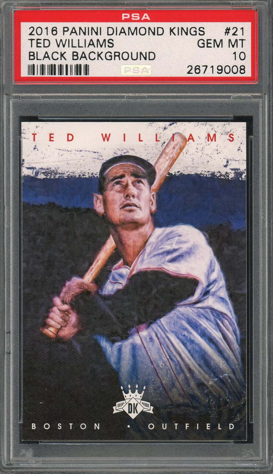 Ted Williams 2016 Panini Diamond Kings Black Background Card #21 PSA 10 Ted Williams 2016 Panini Diamond Kings Black Background Card #21 PSA 10