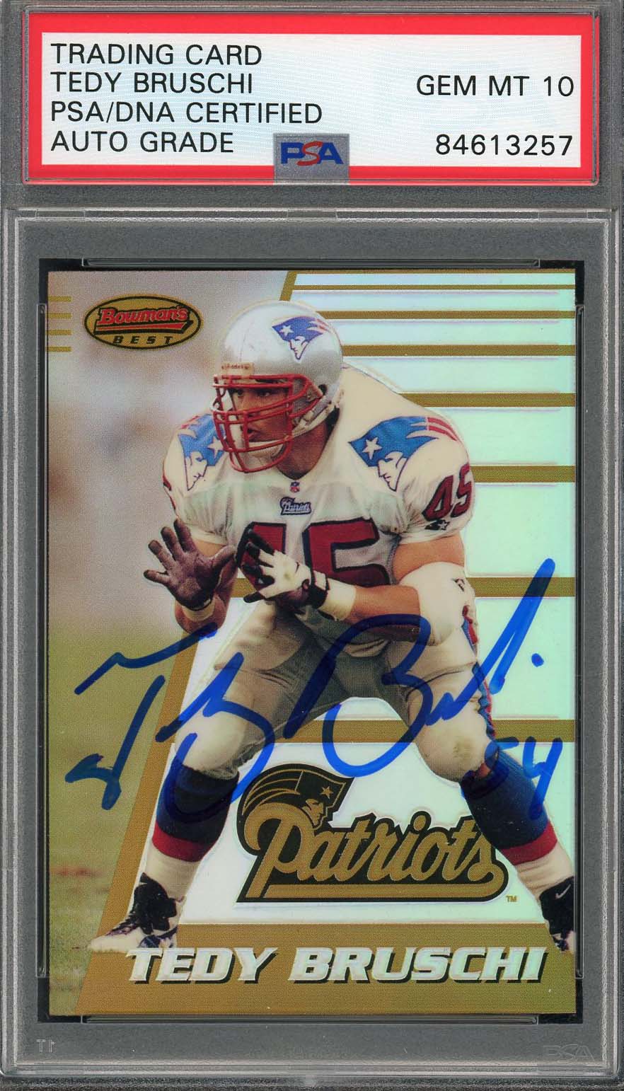 Tedy Bruschi Autographed 1996 Bowman's Refractor Signed Rookie Card PSA Auto 10 Tedy Bruschi Autographed 1996 Bowman's Refractor Signed Rookie Card PSA Auto 10