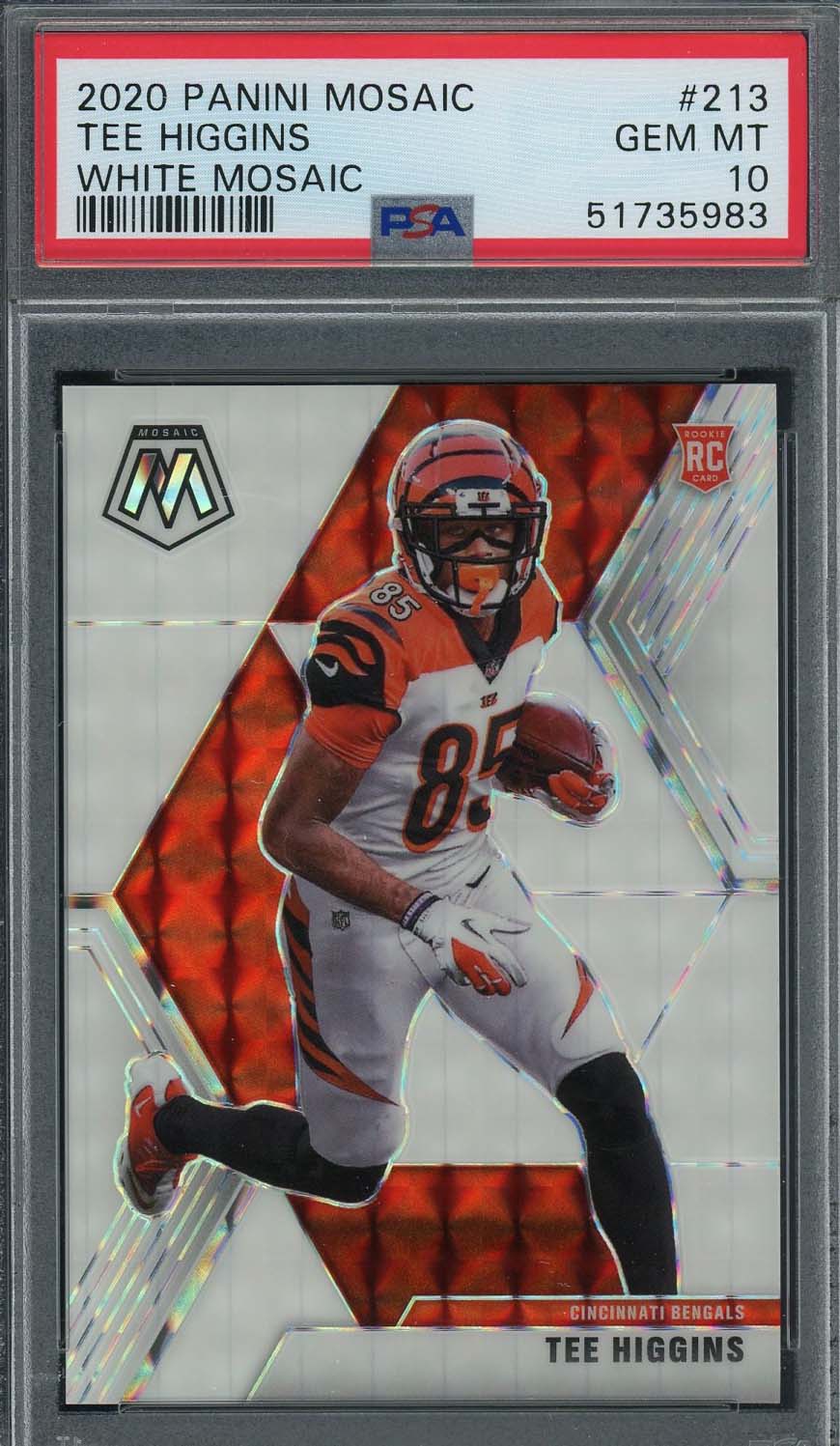 Tee Higgins 2020 Panini Mosaic White Mosaic Rookie Card #213 PSA 10 /25 Tee Higgins 2020 Panini Mosaic White Mosaic Rookie Card #213 PSA 10 /25