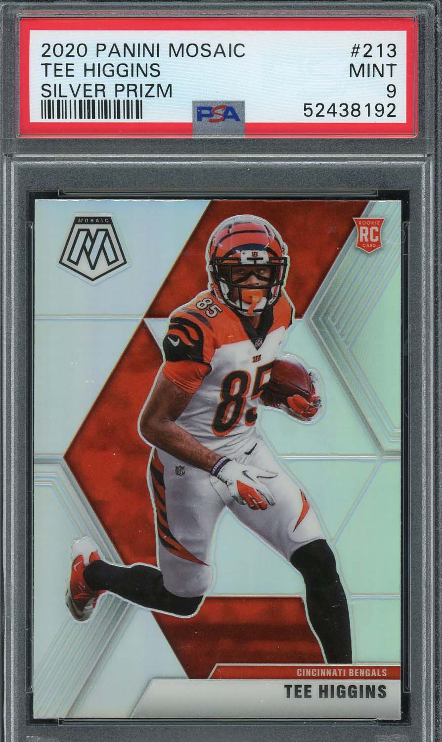Tee Higgins 2020 Panini Mosaic Silver Prizm Football Rookie Card #213 PSA 9