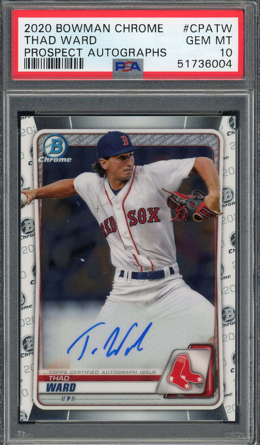 Thad Ward 2020 Bowman Chrome Prospect Auto Rookie Card #CPATW PSA 10