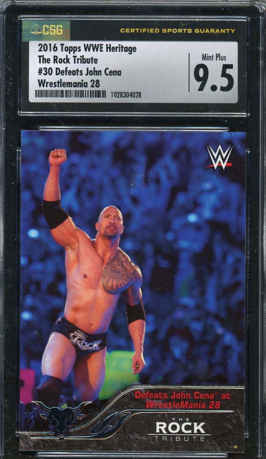 The Rock Dwayne Johnson 2016 Topps WWE John Cena Wrestling Card Graded CSG 9.5