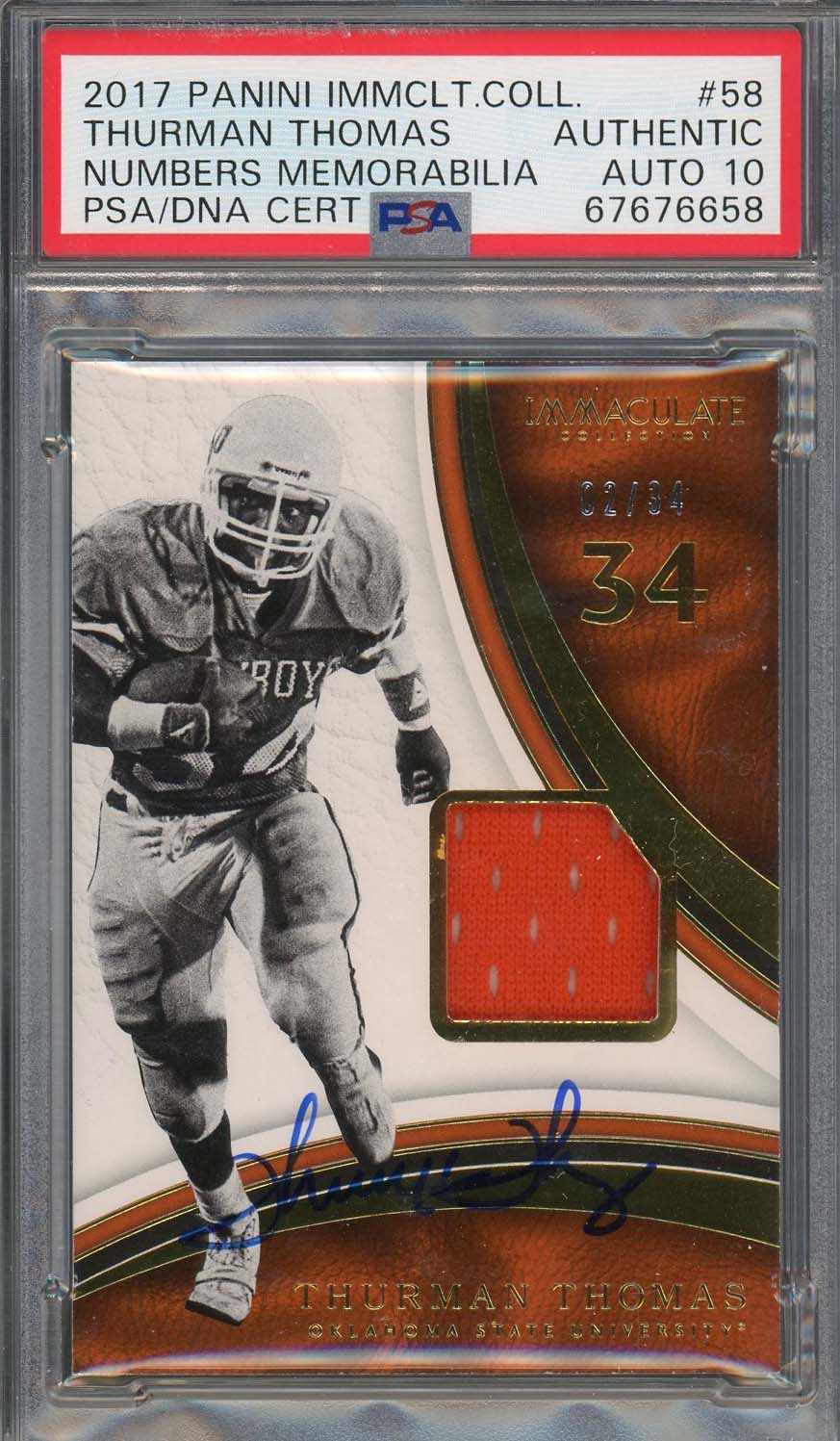 Thurman Thomas 2017 Panini Immaculate Football Signed Card Auto PSA 10 Thurman Thomas 2017 Panini Immaculate Football Signed Card Auto PSA 10