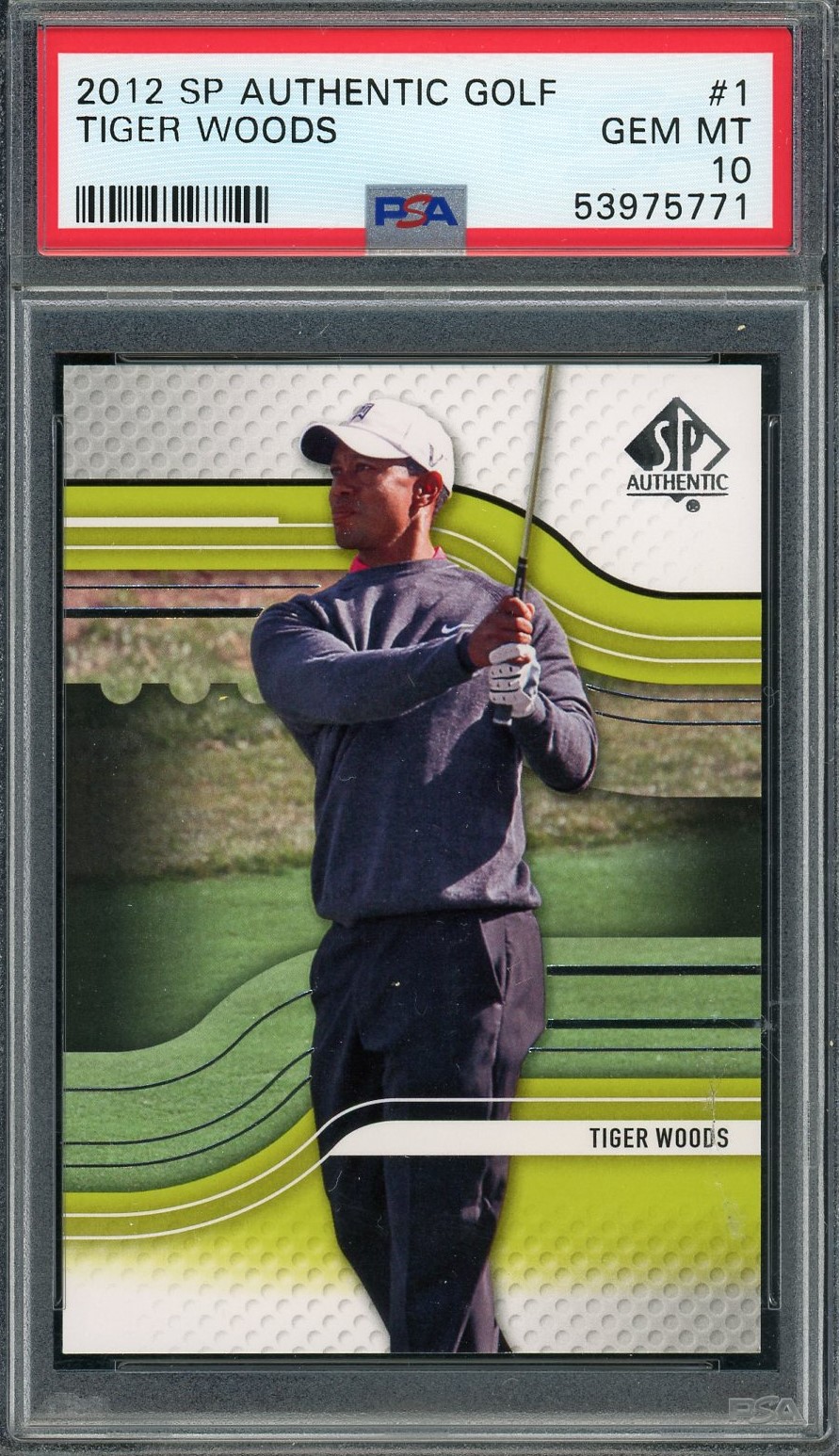 Tiger Woods 2012 Upper Deck SP Authentic Golf Card #1 Graded PSA 10