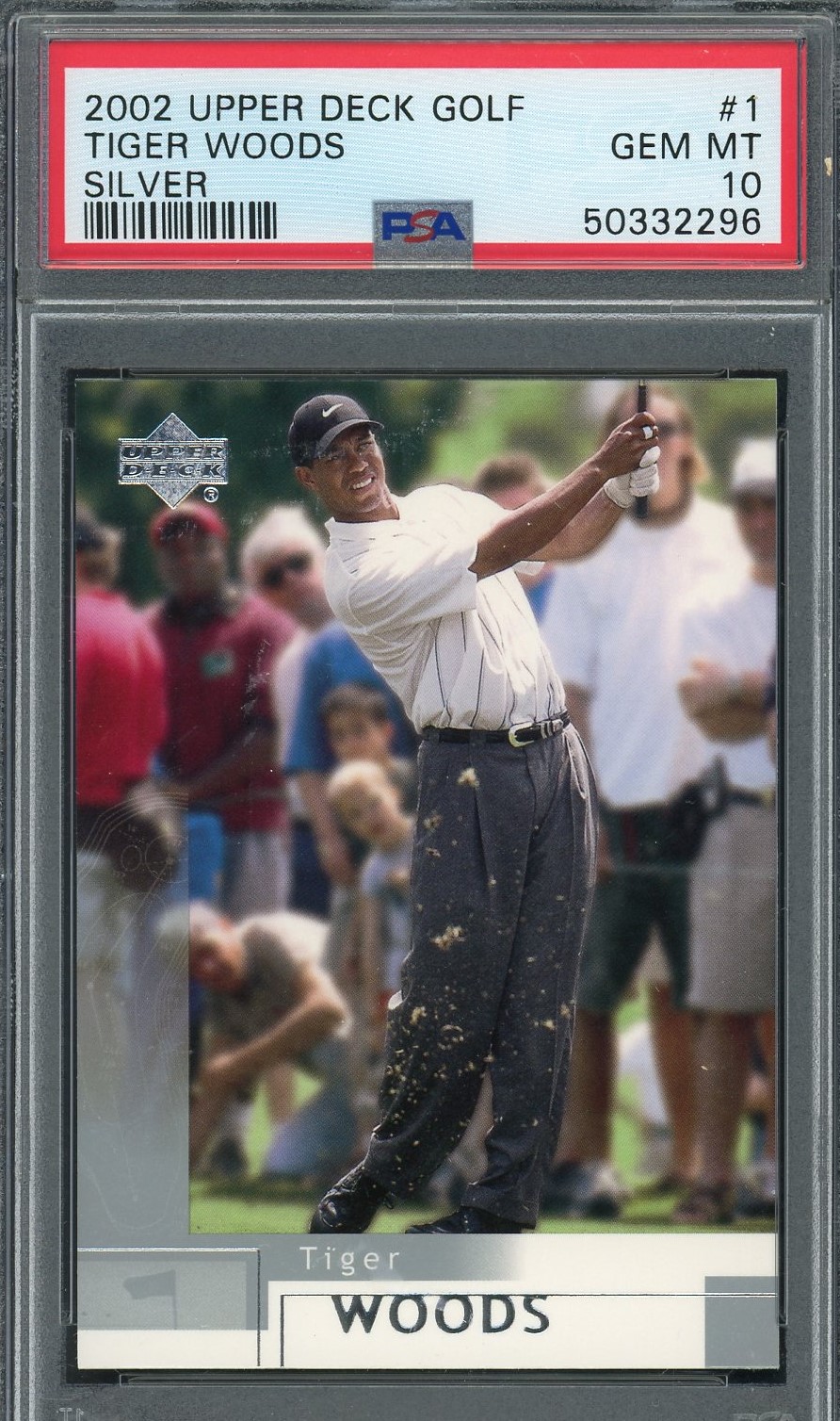Tiger Woods 2002 Upper Deck Silver Golf Card #1 Graded PSA 10