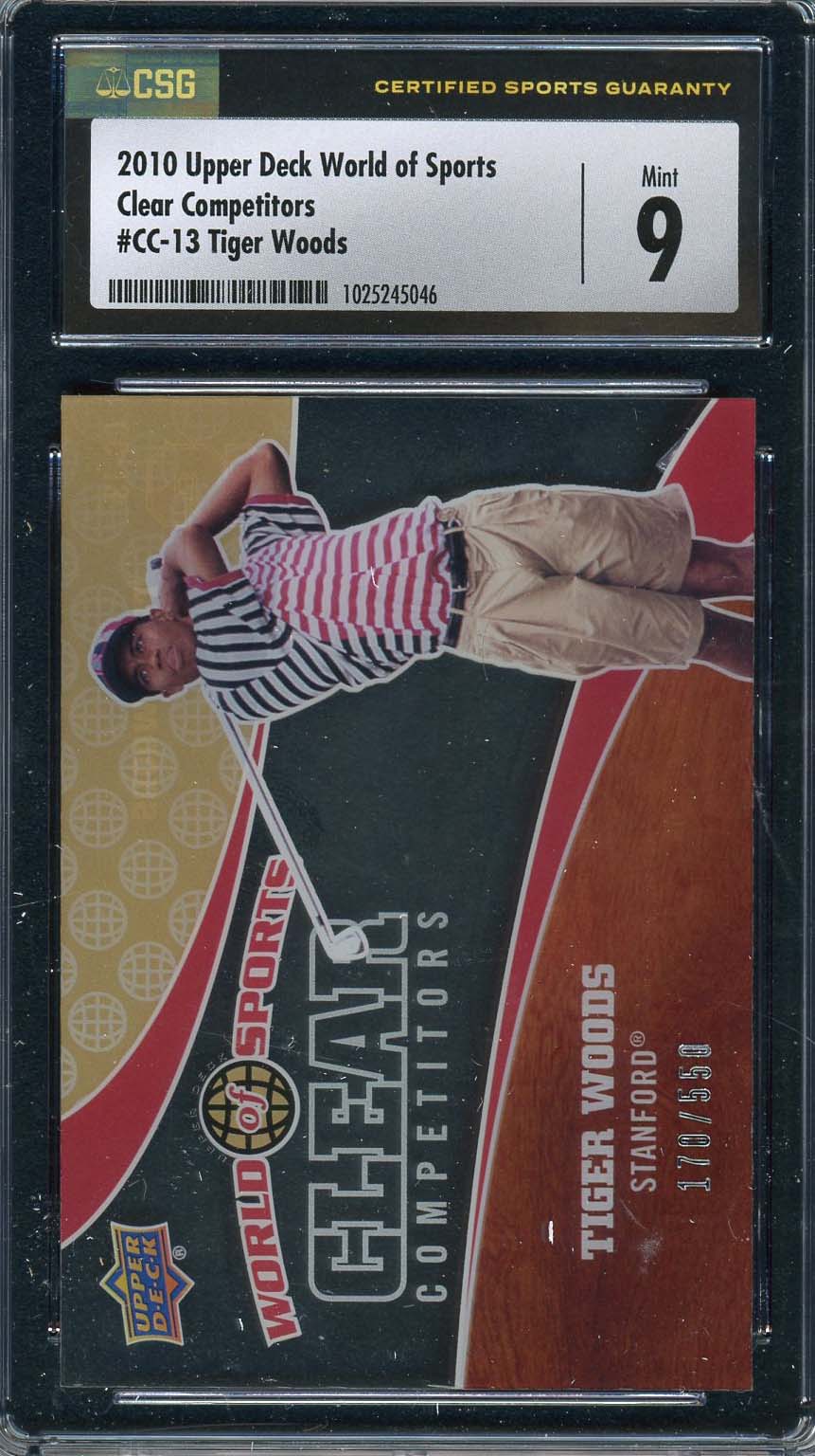 Tiger Woods 2010 Upper Deck Clear Competitors Card #CC-13 Graded CSG 9 170/550 Tiger Woods 2010 Upper Deck Clear Competitors Card #CC-13 Graded CSG 9 170/550
