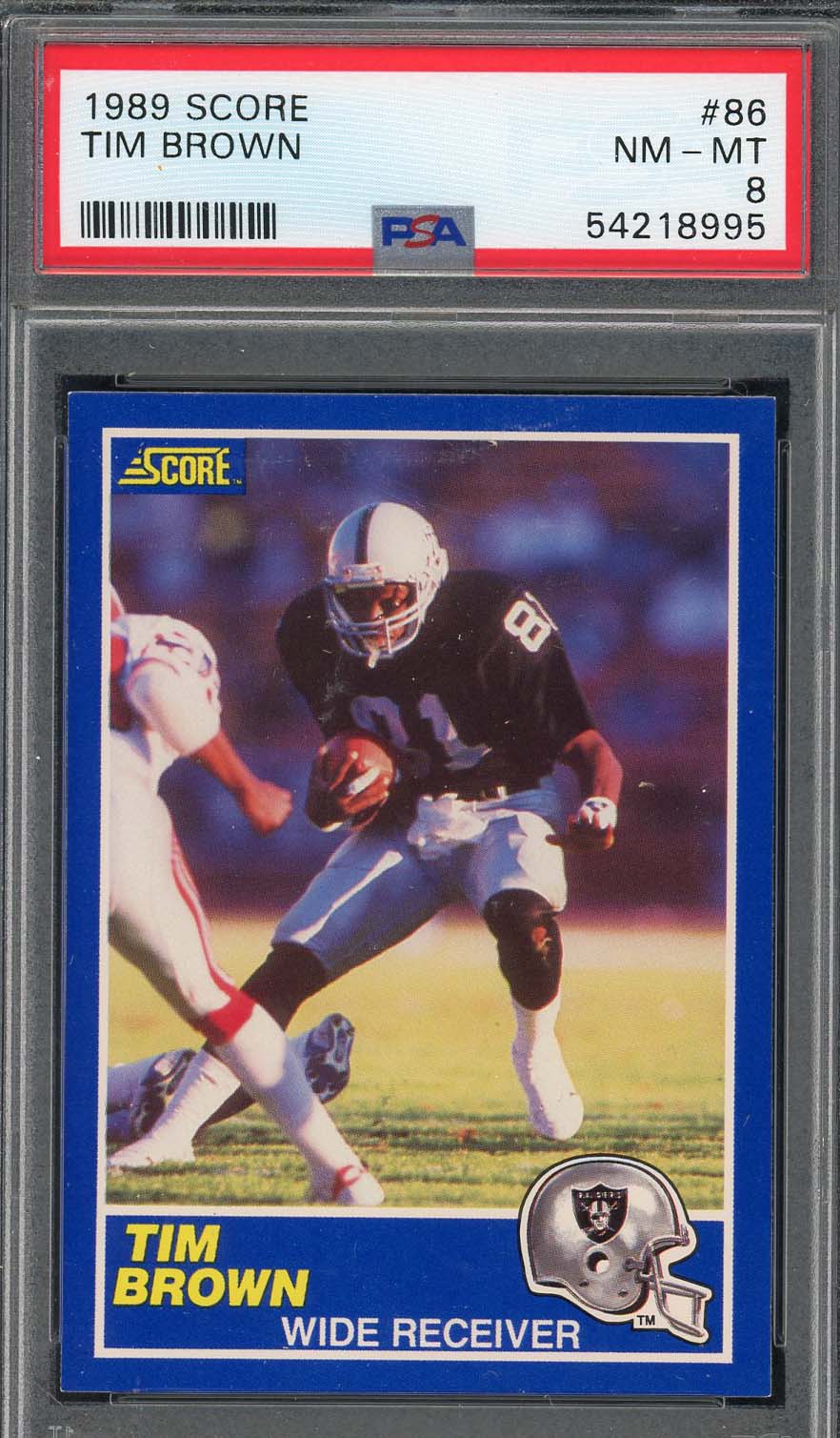 Tim Brown 1989 Score Football Rookie Card RC #86 Graded PSA 8