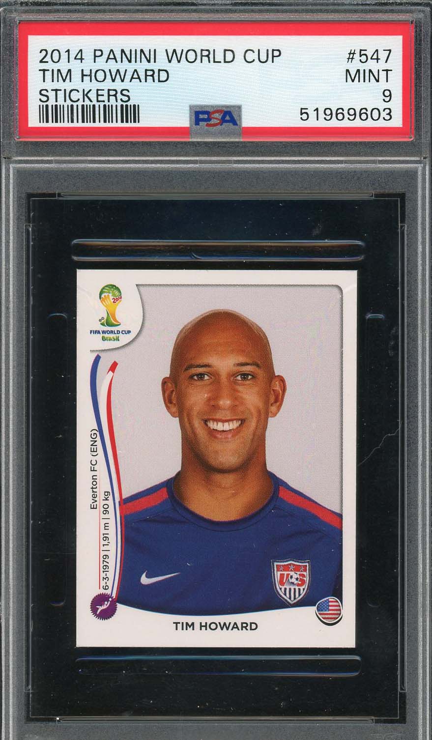 Tim Howard 2014 Panini World Cup Stickers Card #547 PSA 9