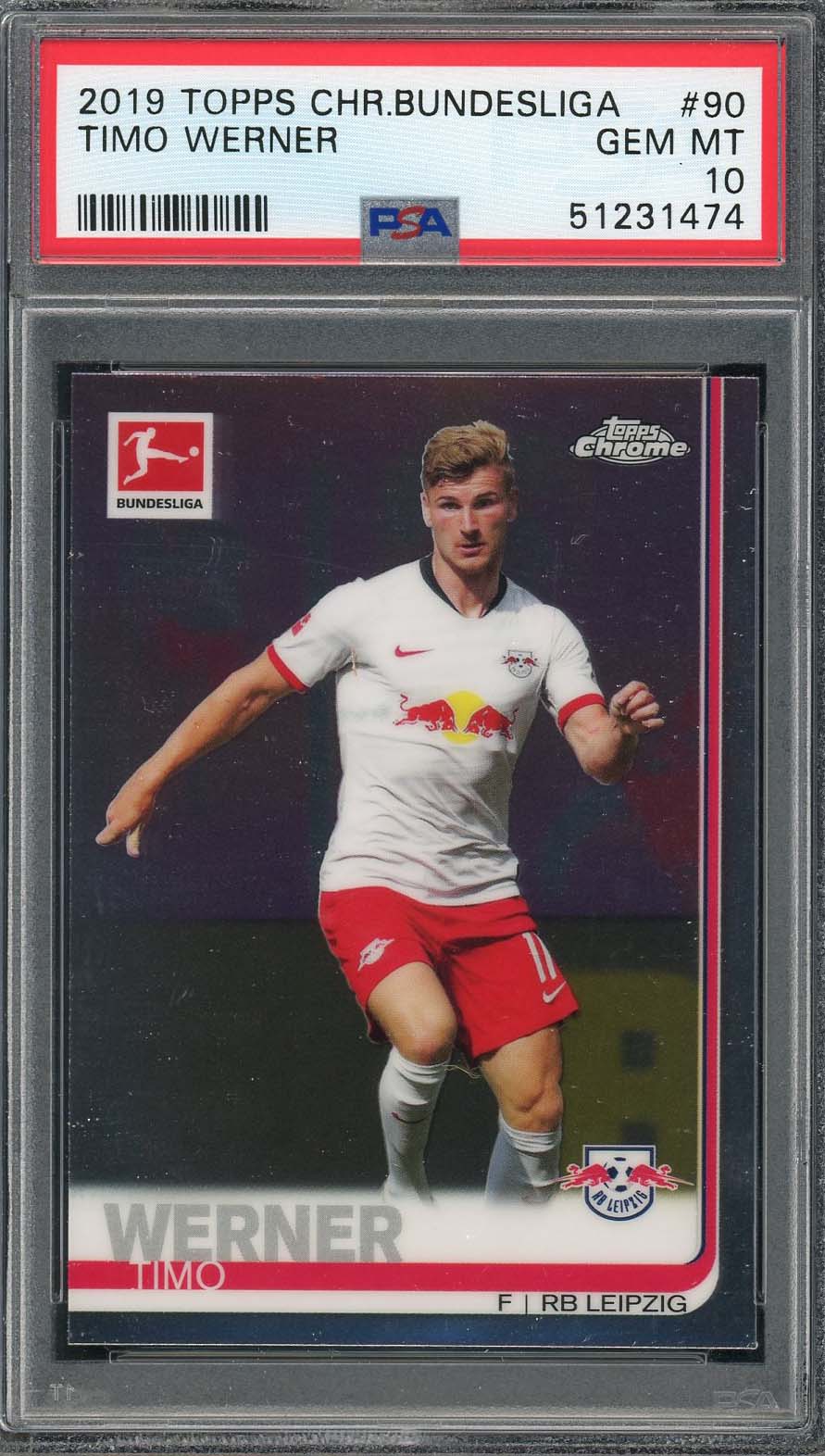 Timo Werner 2019 Topps Chrome Bundesliga Card #90 PSA 10 Timo Werner 2019 Topps Chrome Bundesliga Card #90 PSA 10