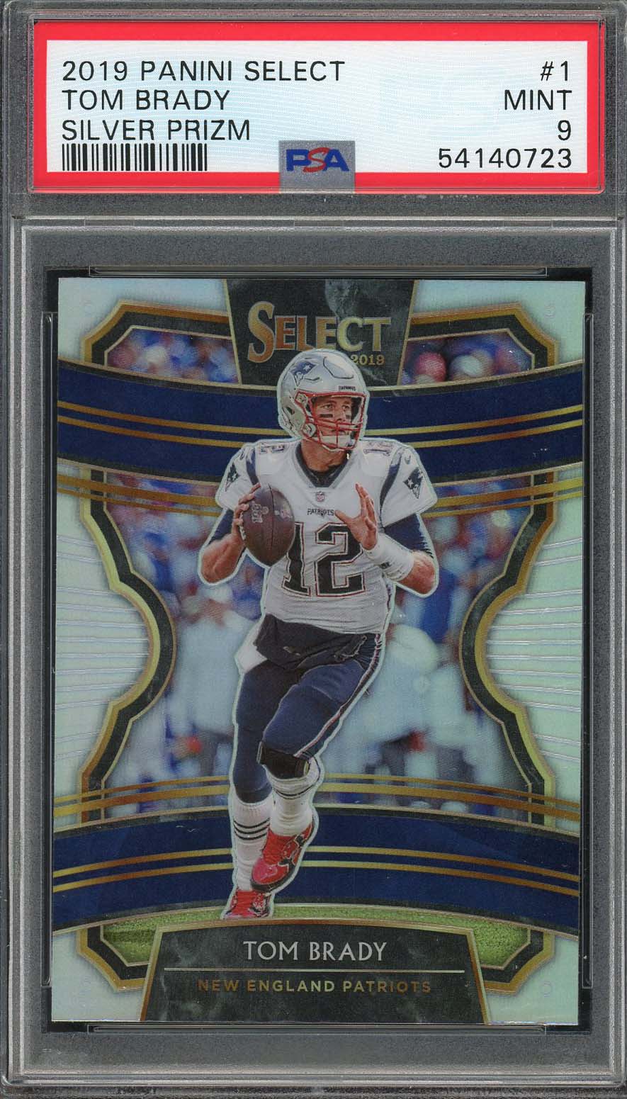 Tom Brady 2019 Panini Select Silver Prizm Football Card #1 Graded PSA 9