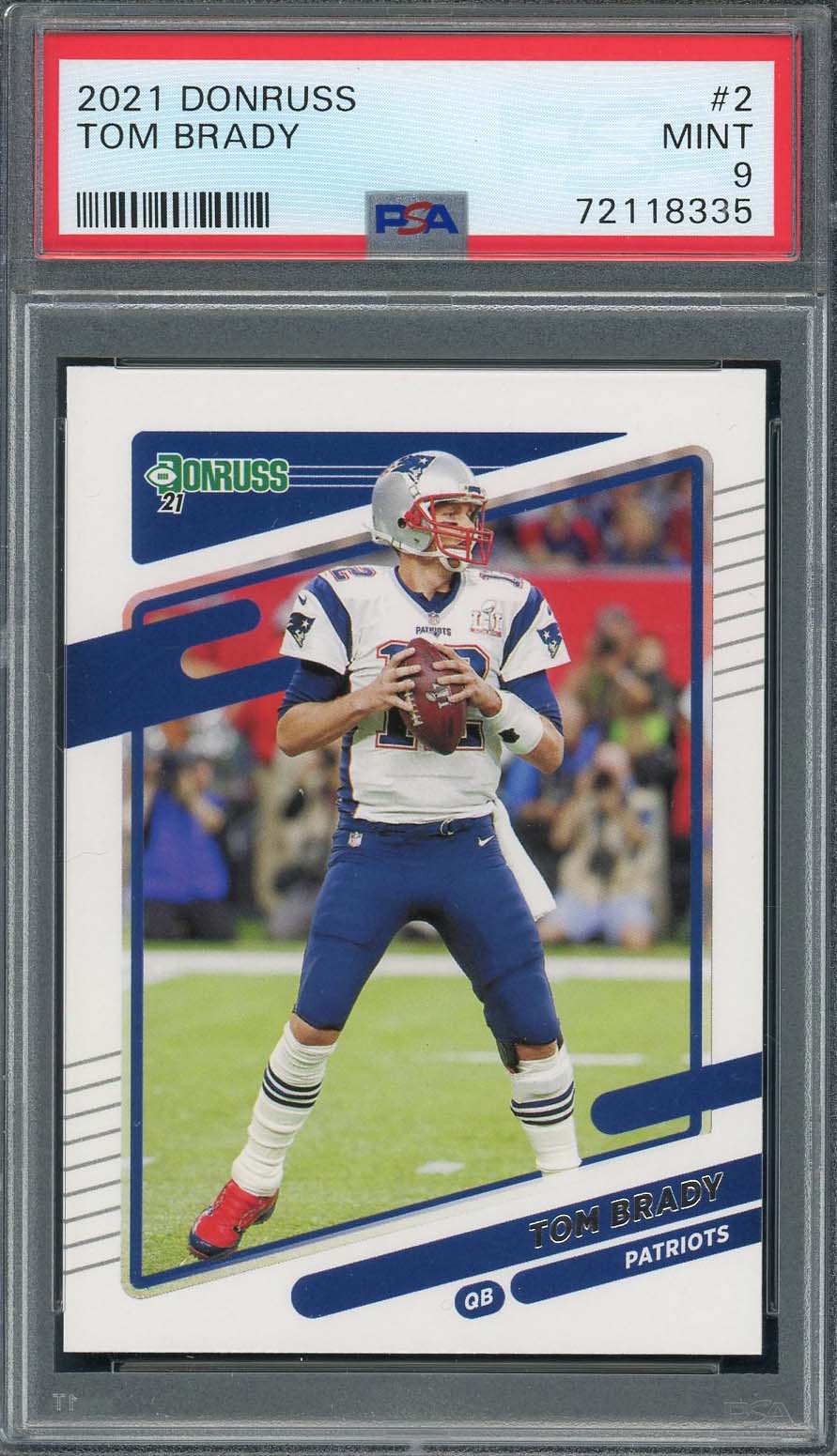 Tom Brady 2021 Panini Donruss Football Card #2 Graded PSA 9