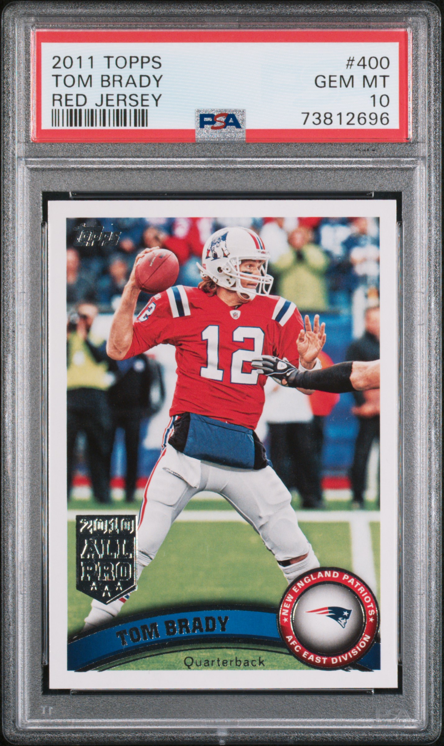 Tom Brady 2011 Topps Red Jersey Football Card #400 Graded PSA 10