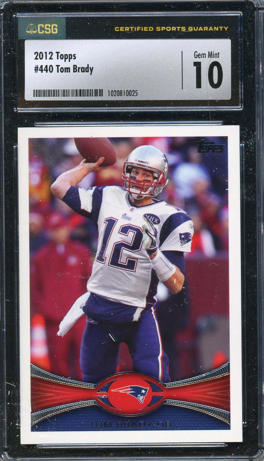 Tom Brady 2012 Topps Football Card #440 Graded CSG 10