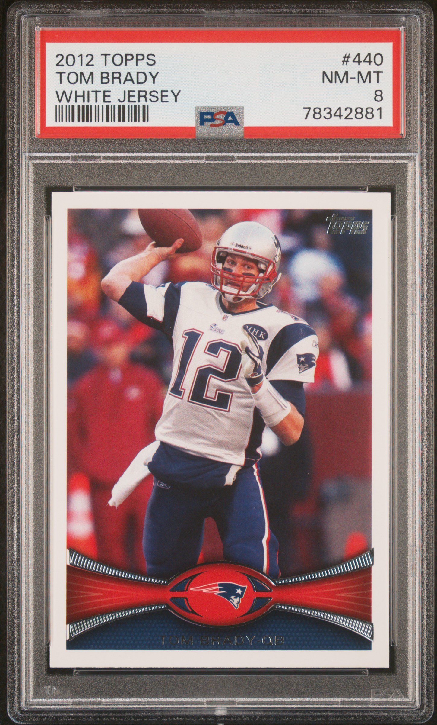 Tom Brady 2012 Topps White Jersey Football Card #440 Graded PSA 8