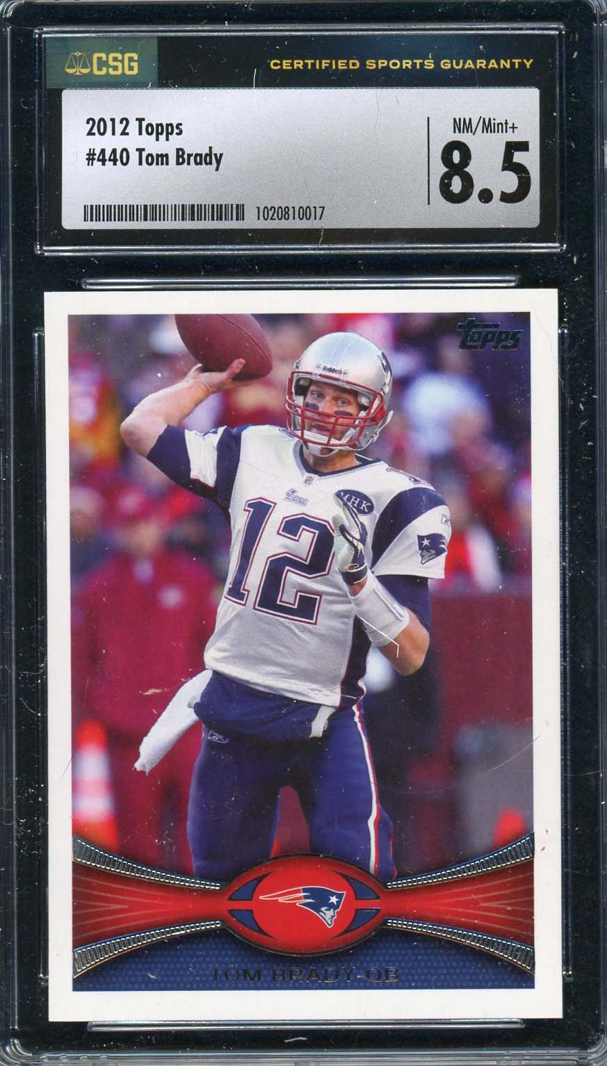 Tom Brady 2012 Topps Football Card #440 Graded CSG 8.5