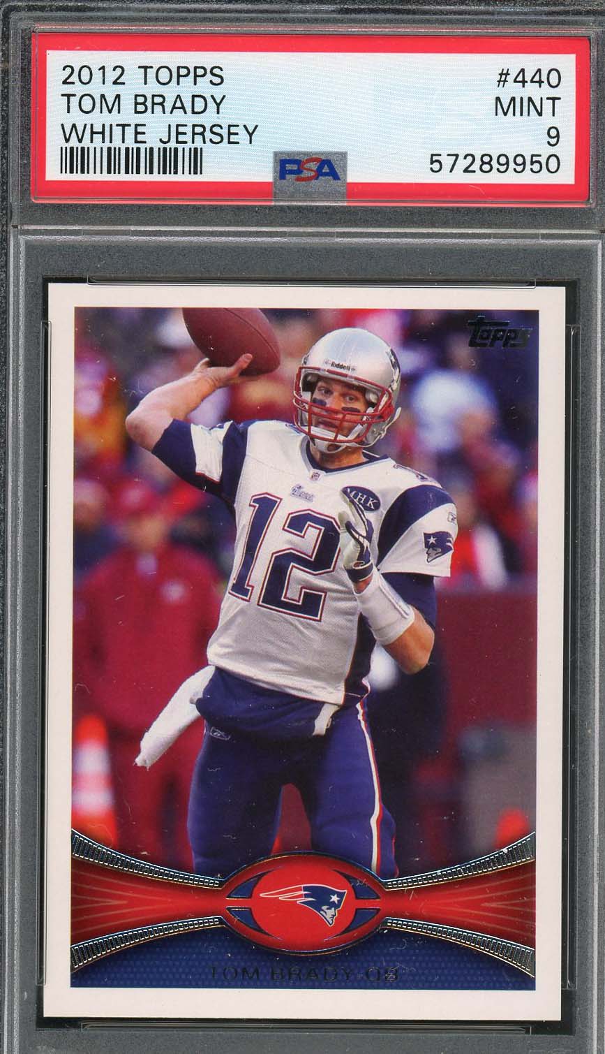 Tom Brady 2012 Topps White Jersey Football Card #440 Graded PSA 9