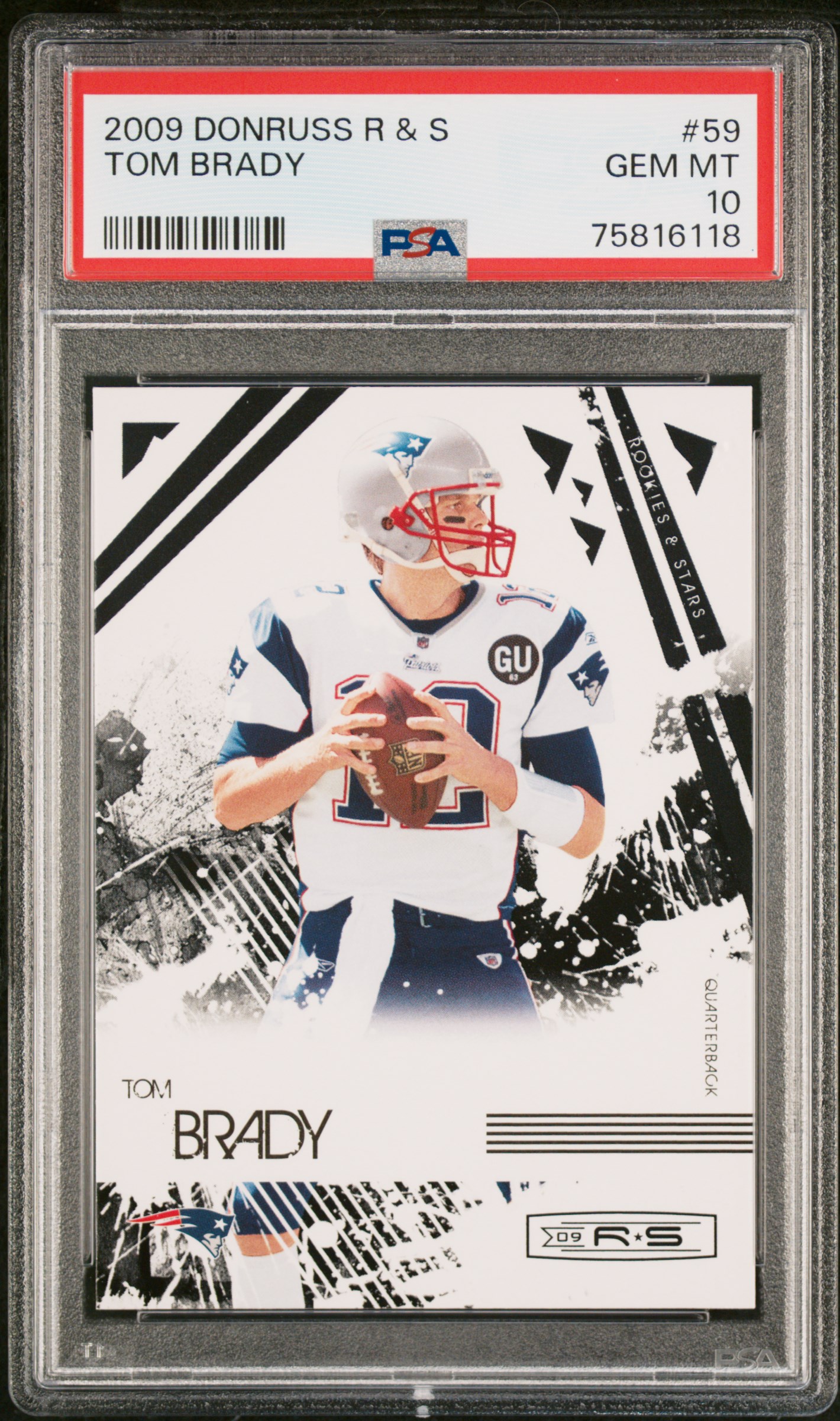 Tom Brady 2009 Donruss Rookies and Stars Panini Football Card #59 Graded PSA 10