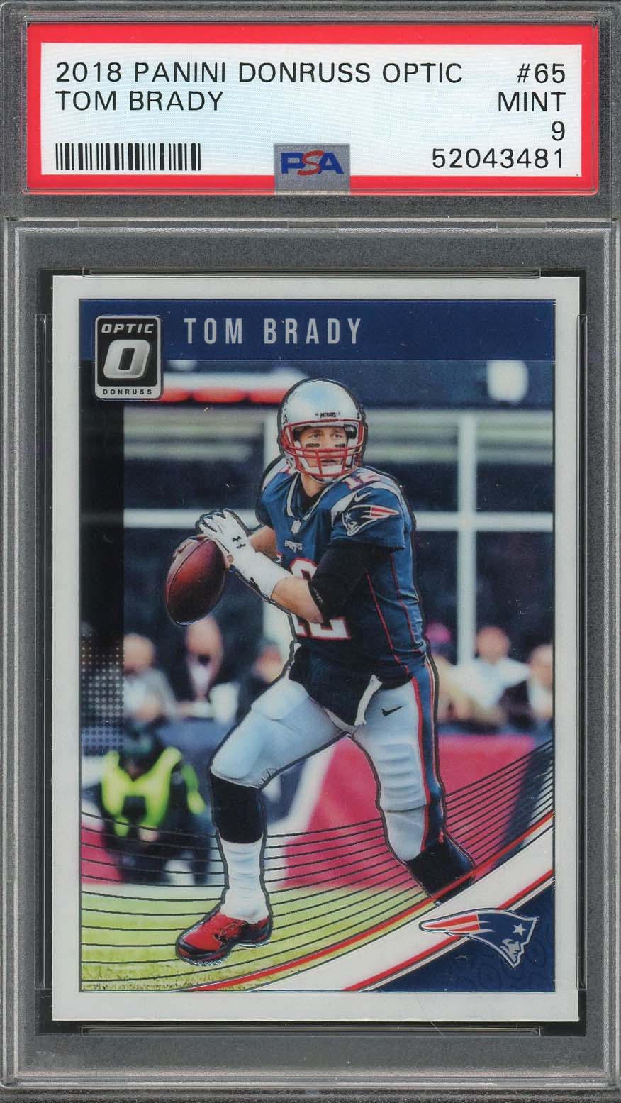 Tom Brady 2018 Panini Donruss Optic Football Card #65 Graded PSA 9