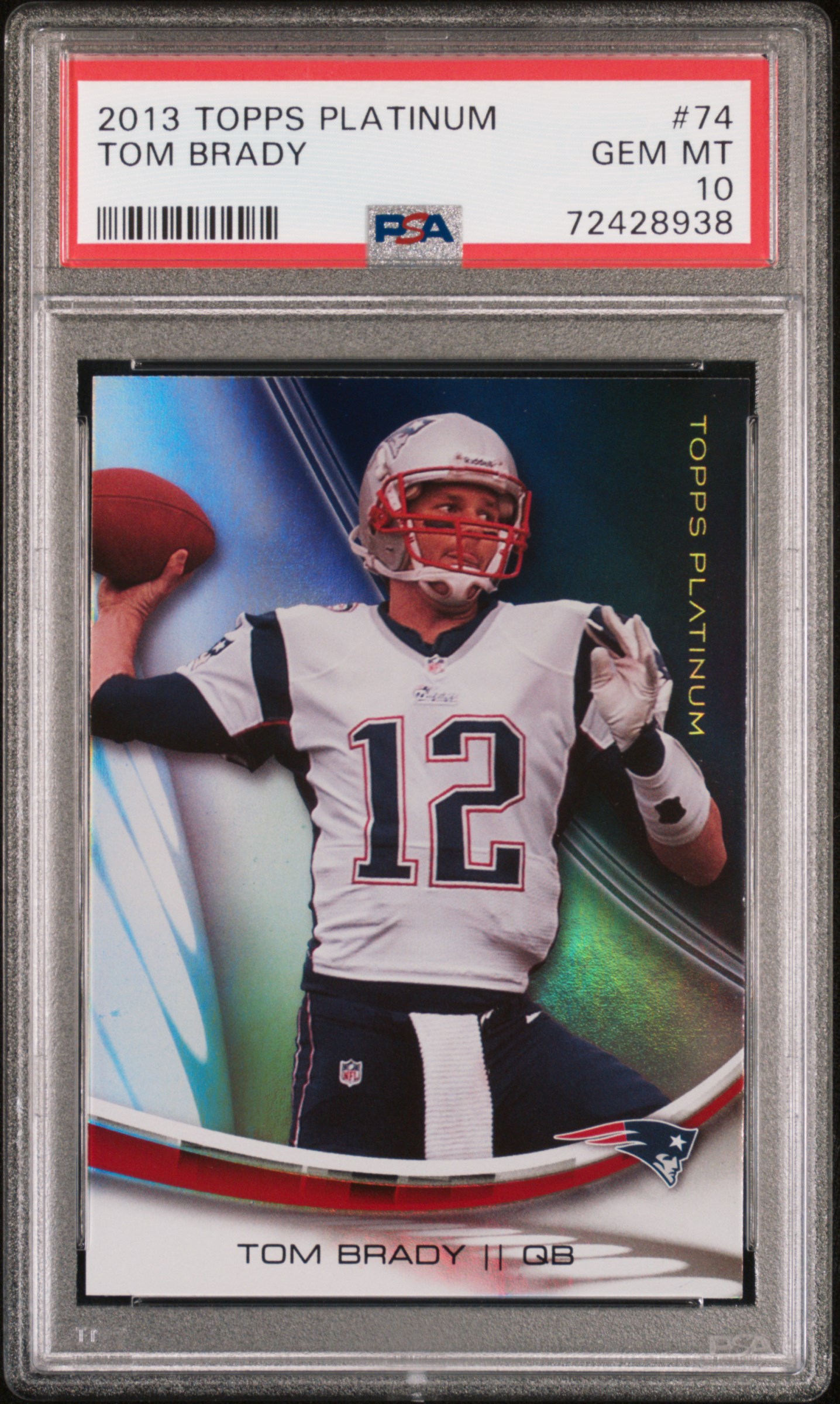 Tom Brady 2013 Topps Platinum Football Card #74 Graded PSA 10