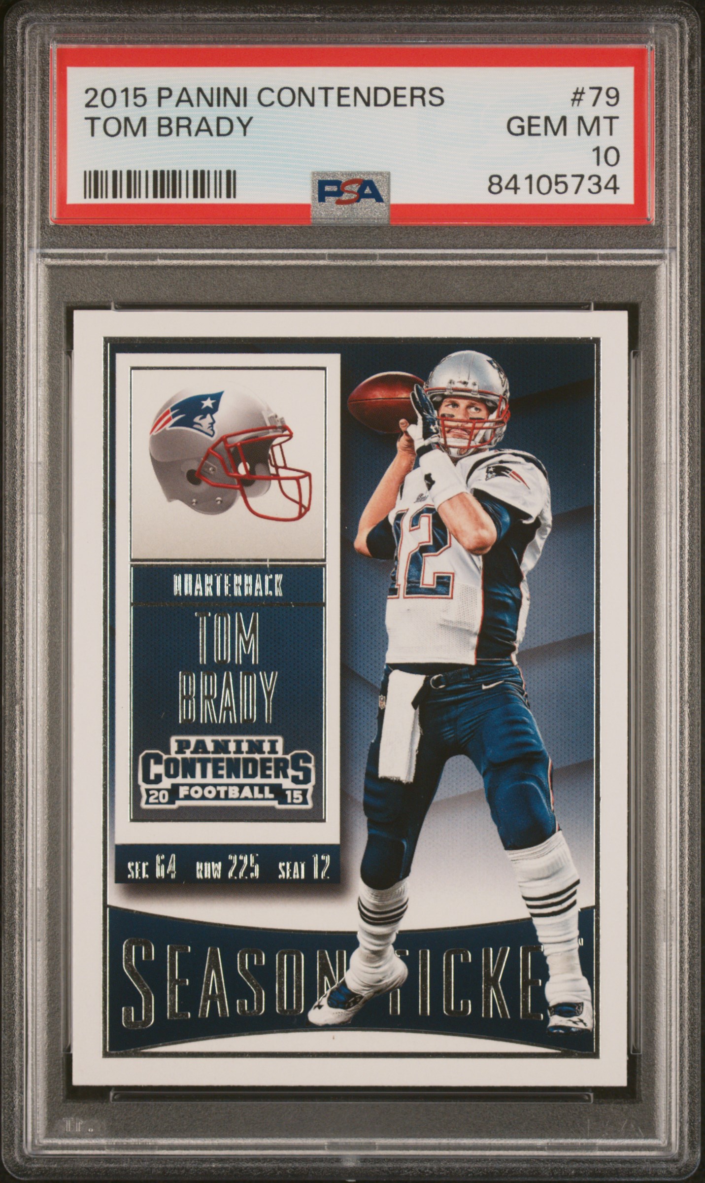 Tom Brady 2015 Panini Contenders Football Card #79 Graded PSA  10