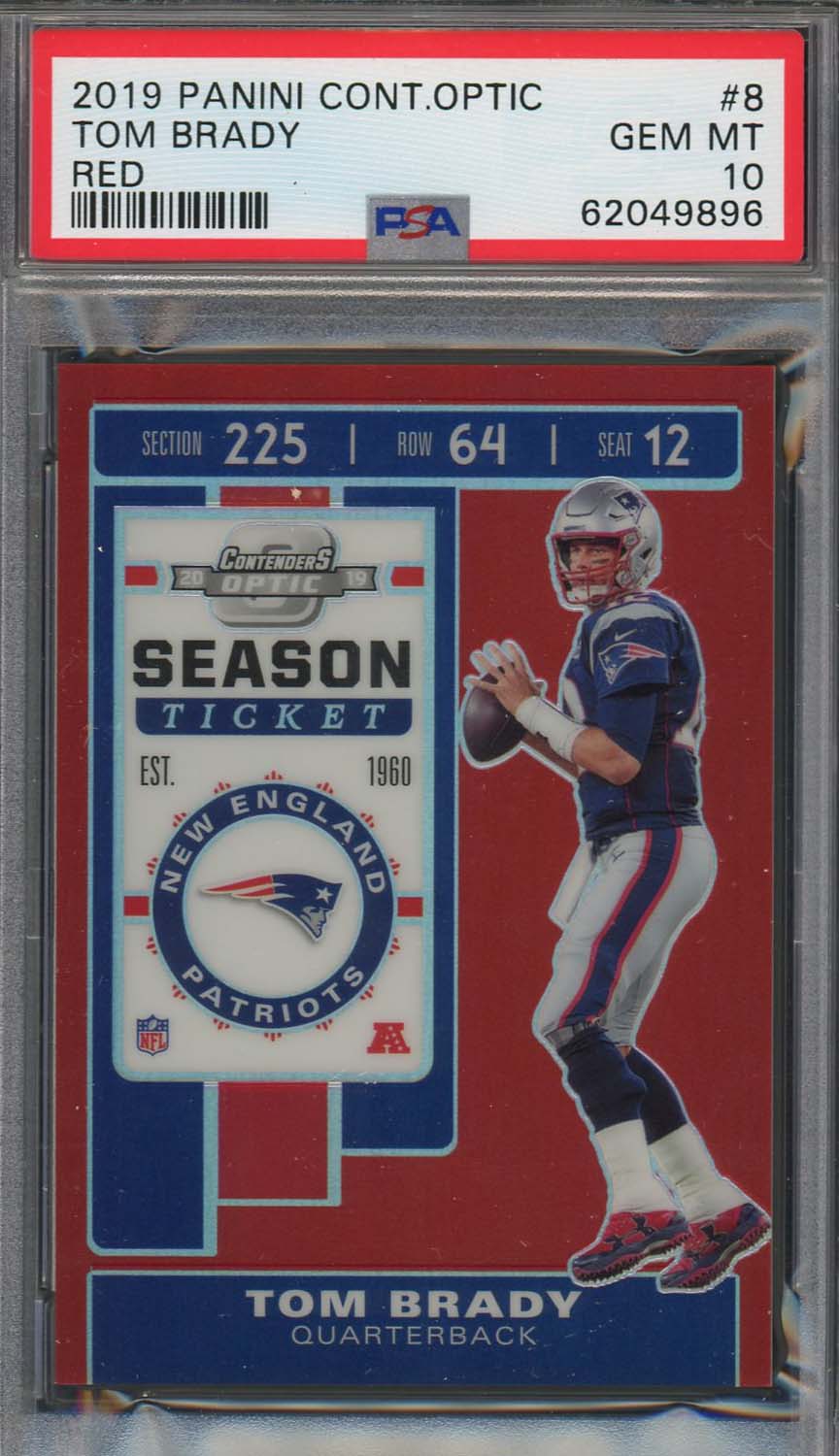 Tom Brady 2019 Panini Contenders Optic Red Football Card #8 Graded PSA 10 /199 Tom Brady 2019 Panini Contenders Optic Red Football Card #8 Graded PSA 10 /199