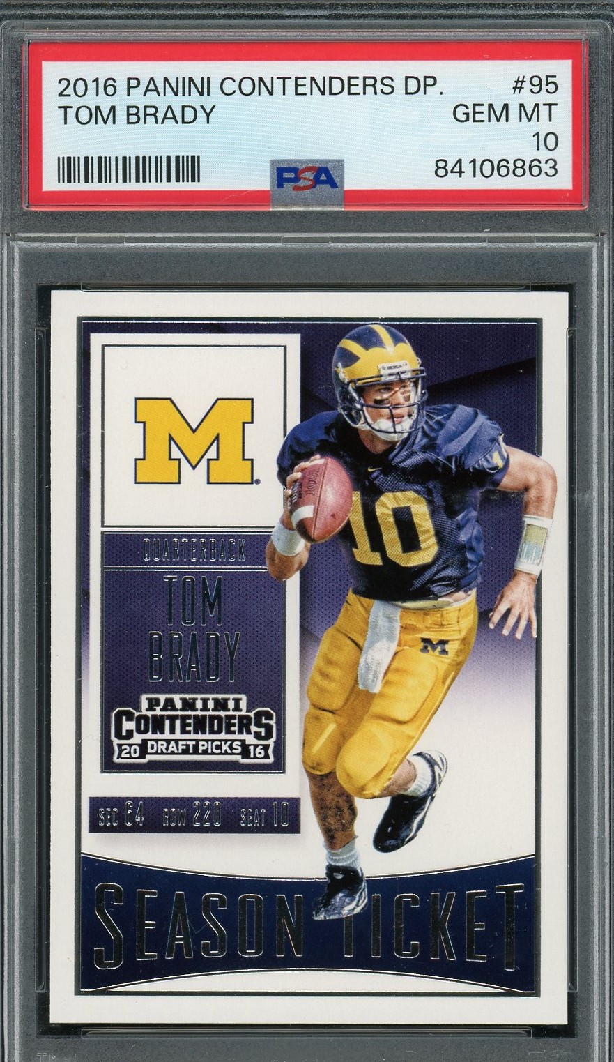 Tom Brady 2016 Panini Contenders DP Football Card #95 Graded PSA  10