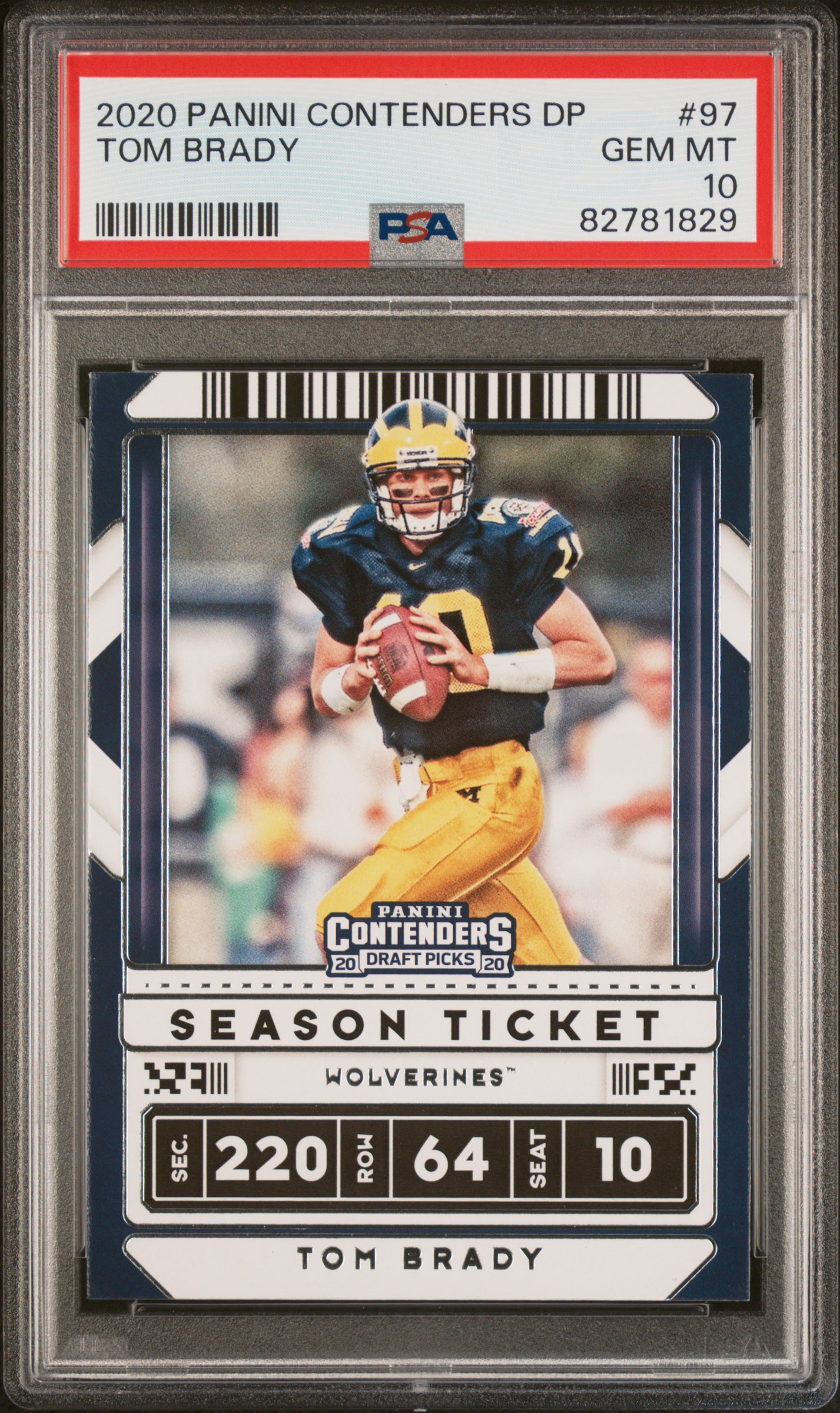 Tom Brady 2020 Panini Contenders Draft Picks Football Card #97 Graded PSA 10