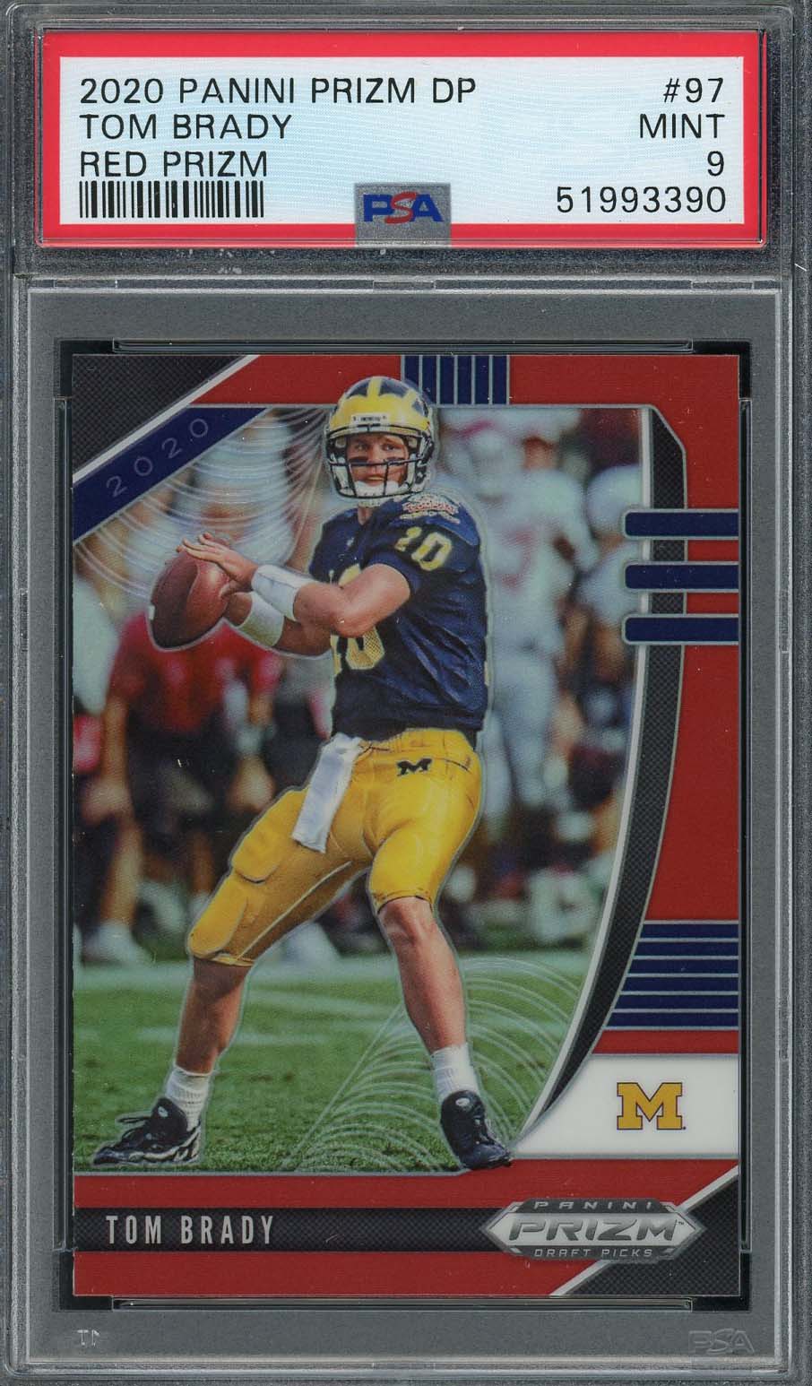 Tom Brady 2020 Panini Prizm Draft Picks Red Prizm Football Card #97 Graded PSA 9 MINT