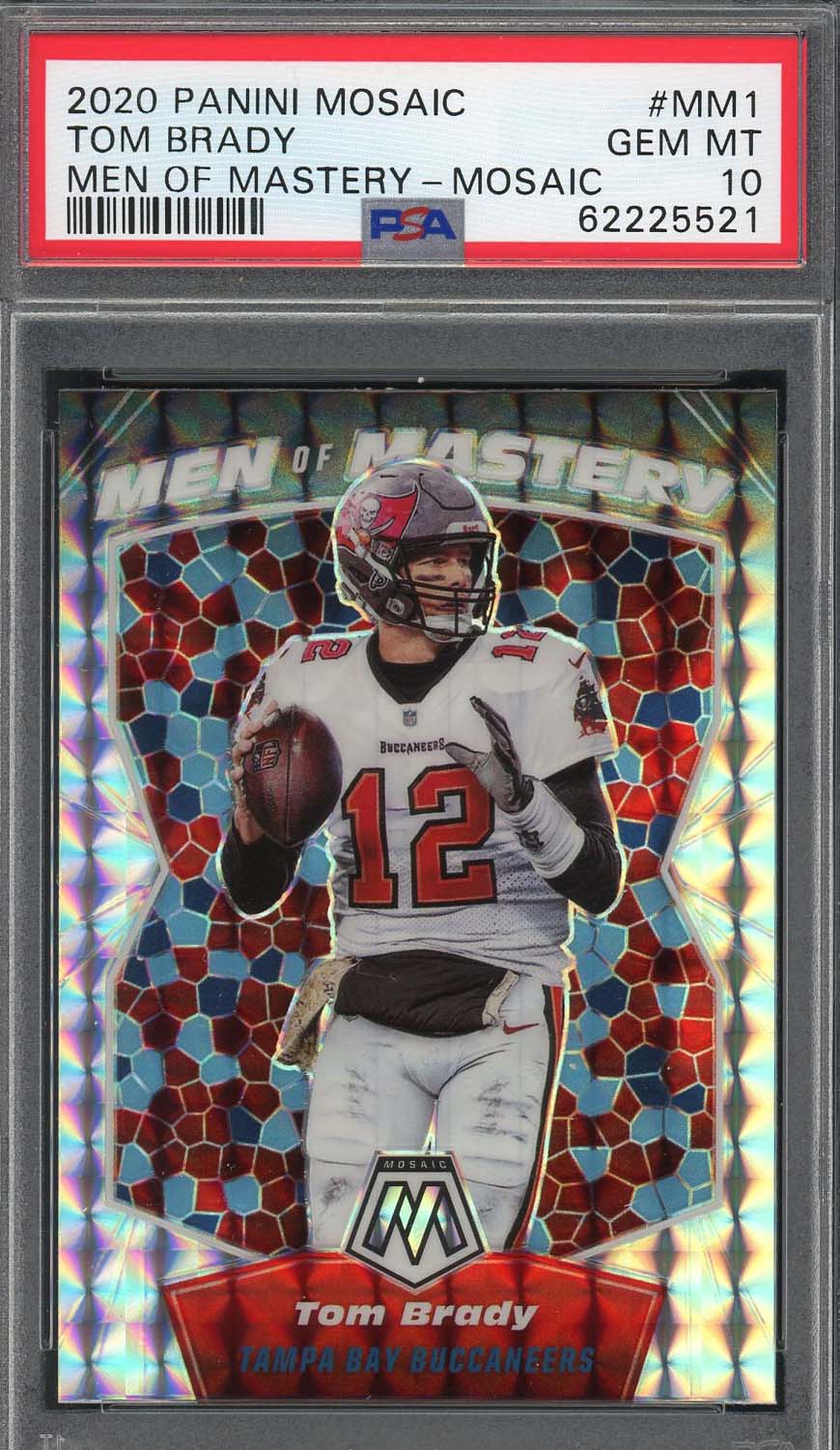Tom Brady 2020 Panini Mosaic Men of Mastery Silver Prizm Card #MM1 PSA 10