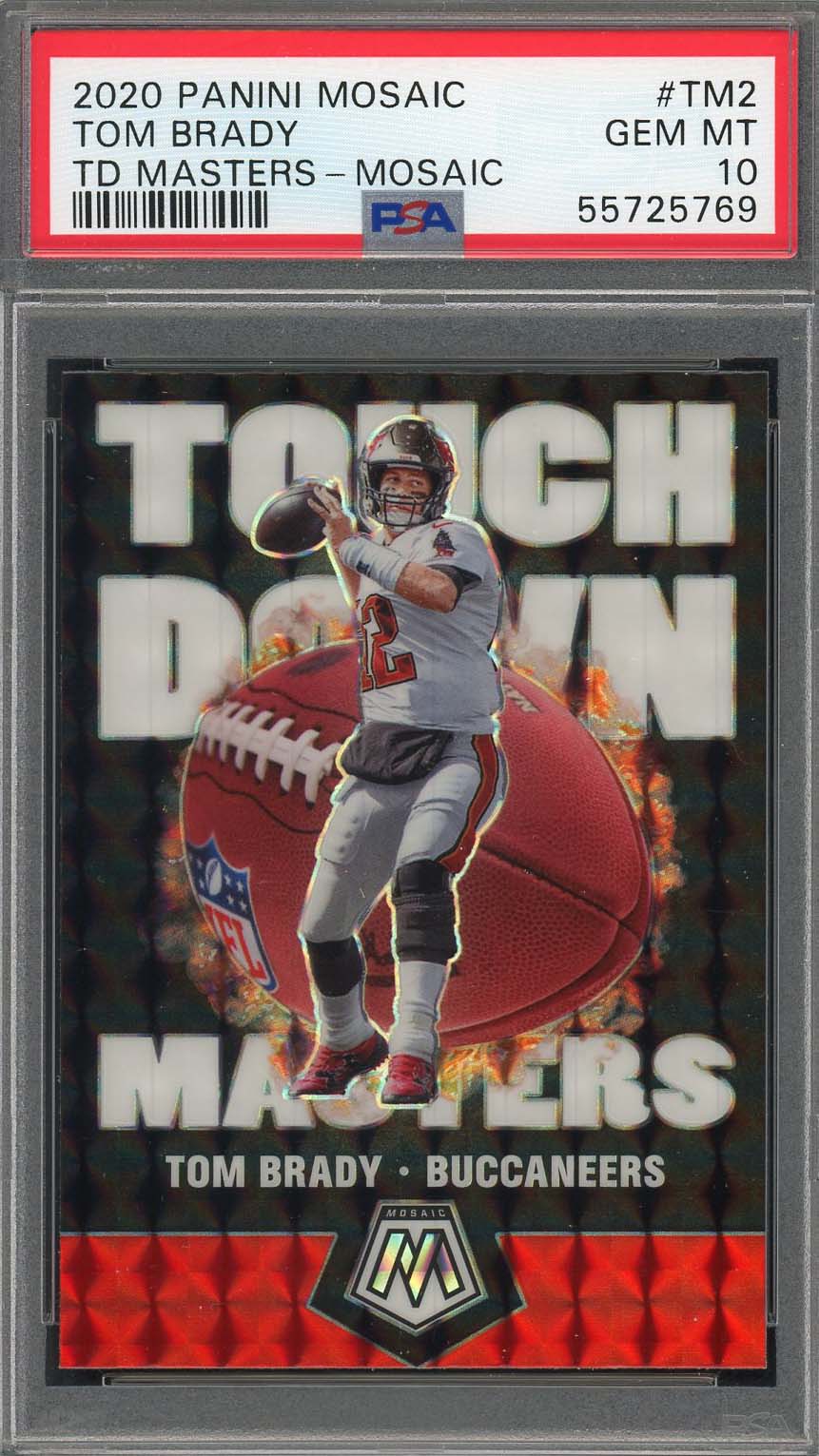 Tom Brady 2020 Panini Mosaic TD Masters Silver Prizm Card #TM2 Graded PSA 10