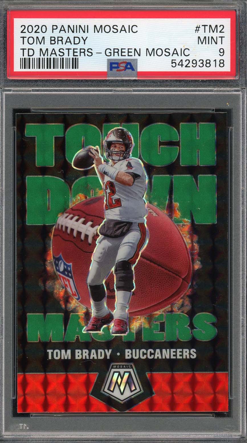 Tom Brady 2020 Panini Mosaic TD Masters Green Mosaic Card #TM2 PSA 9
