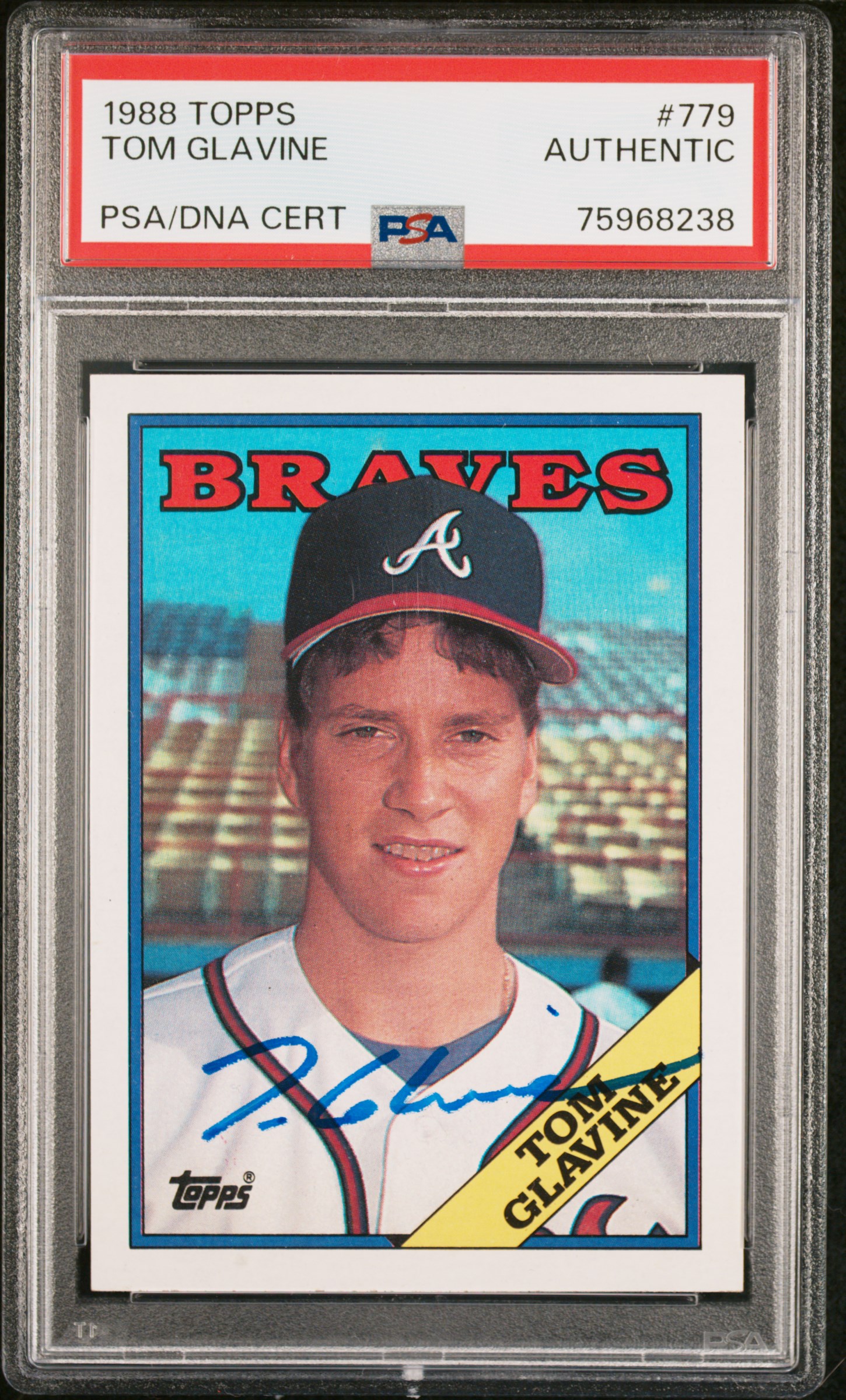 Tom Glavine 1988 Topps Signed Baseball Rookie Card #779 Auto PSA