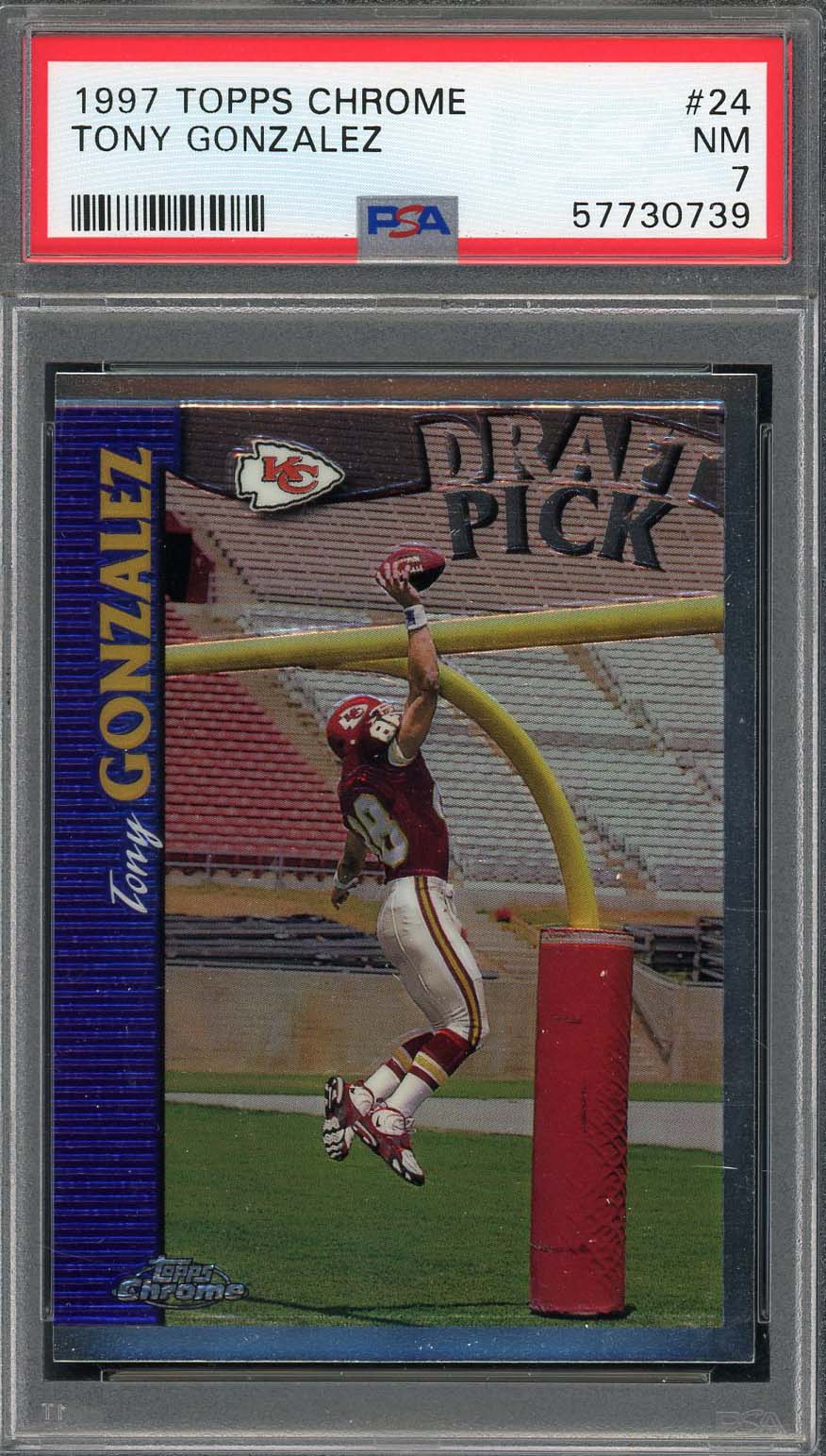 Tony Gonzalez 1997 Topps Chrome Football Rookie Card RC #24 Graded PSA 7