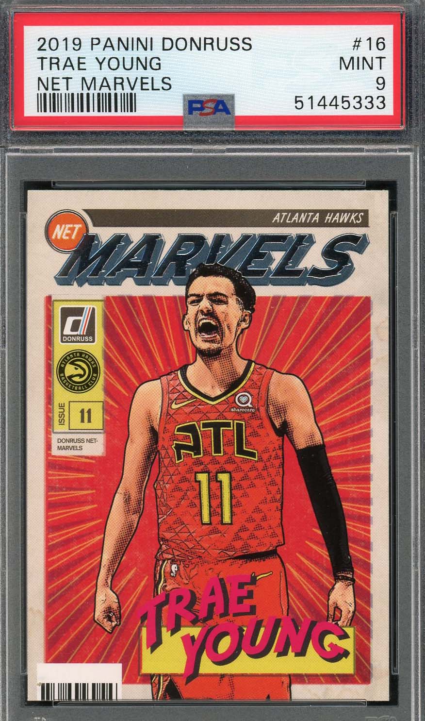 Trae Young 2019 Panini Donruss Net Marvels Basketball Card #16 Graded PSA 9 MINT