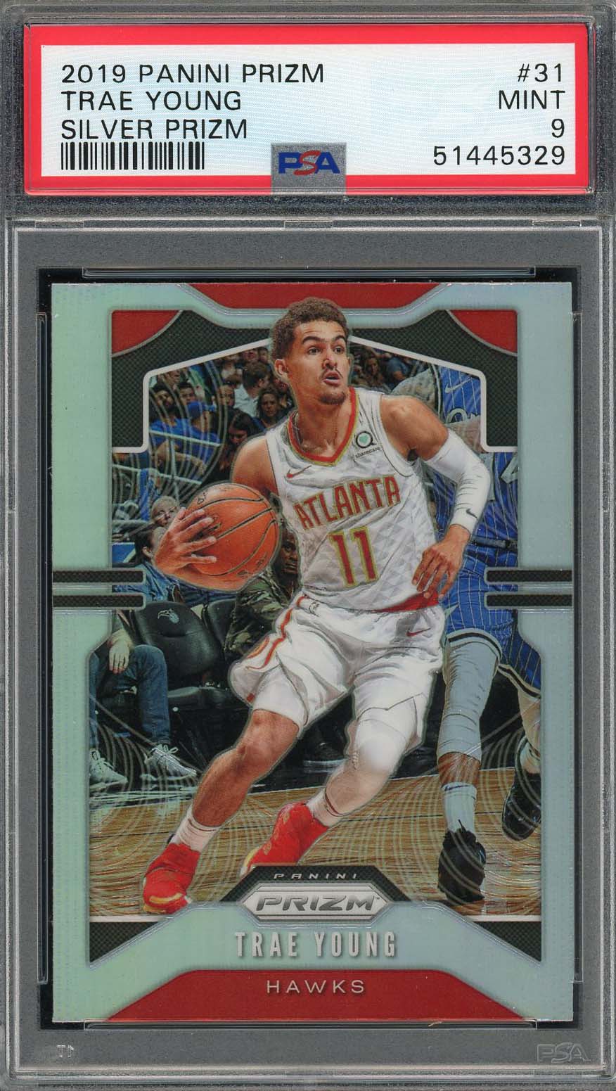 Trae Young 2019 Panini Silver Prizm Basketball Card #31 Graded PSA 9