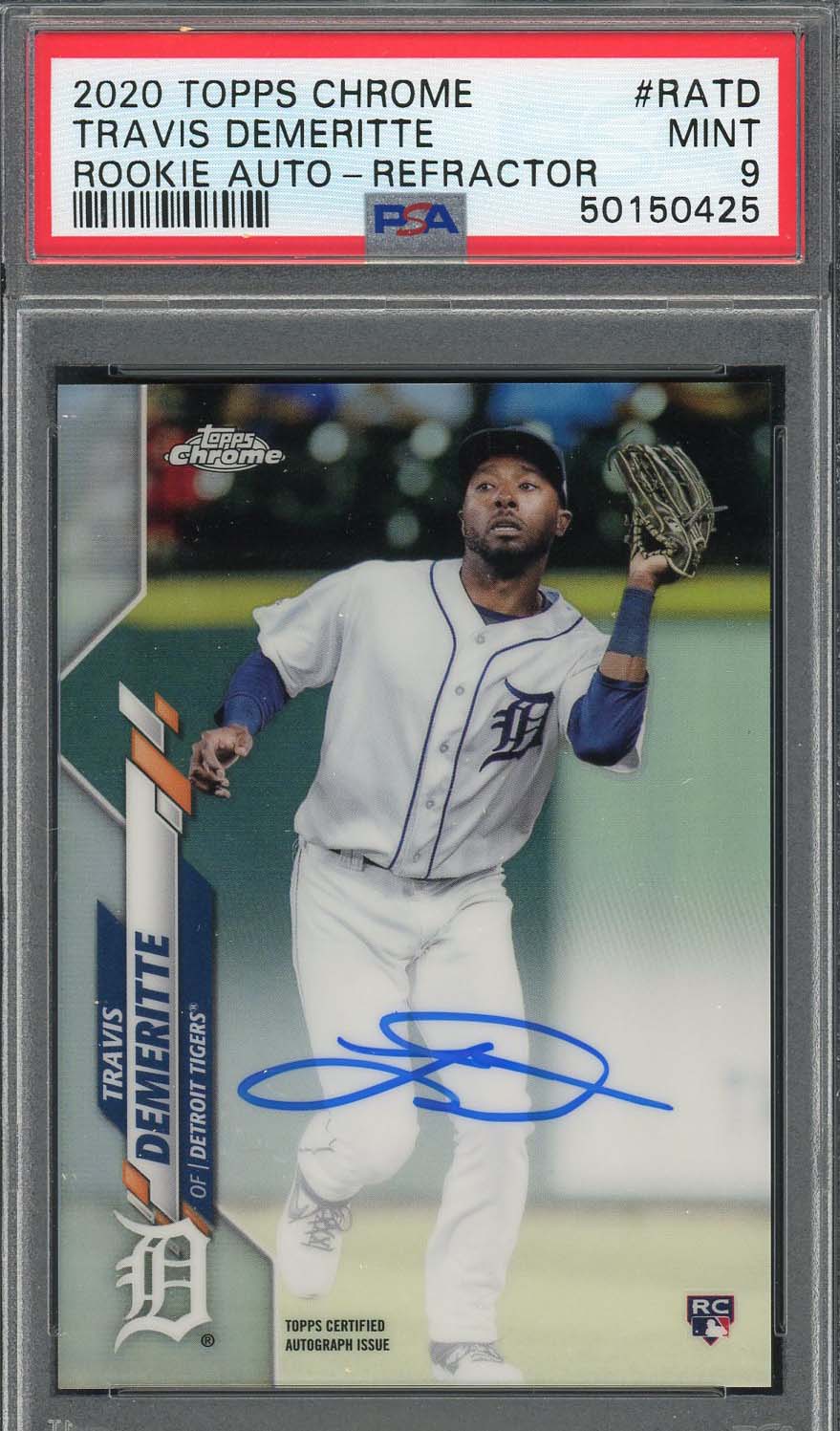 Travis Demeritte 2020 Topps Chrome Rookie Auto Refractor Card #RATD PSA 9 /499