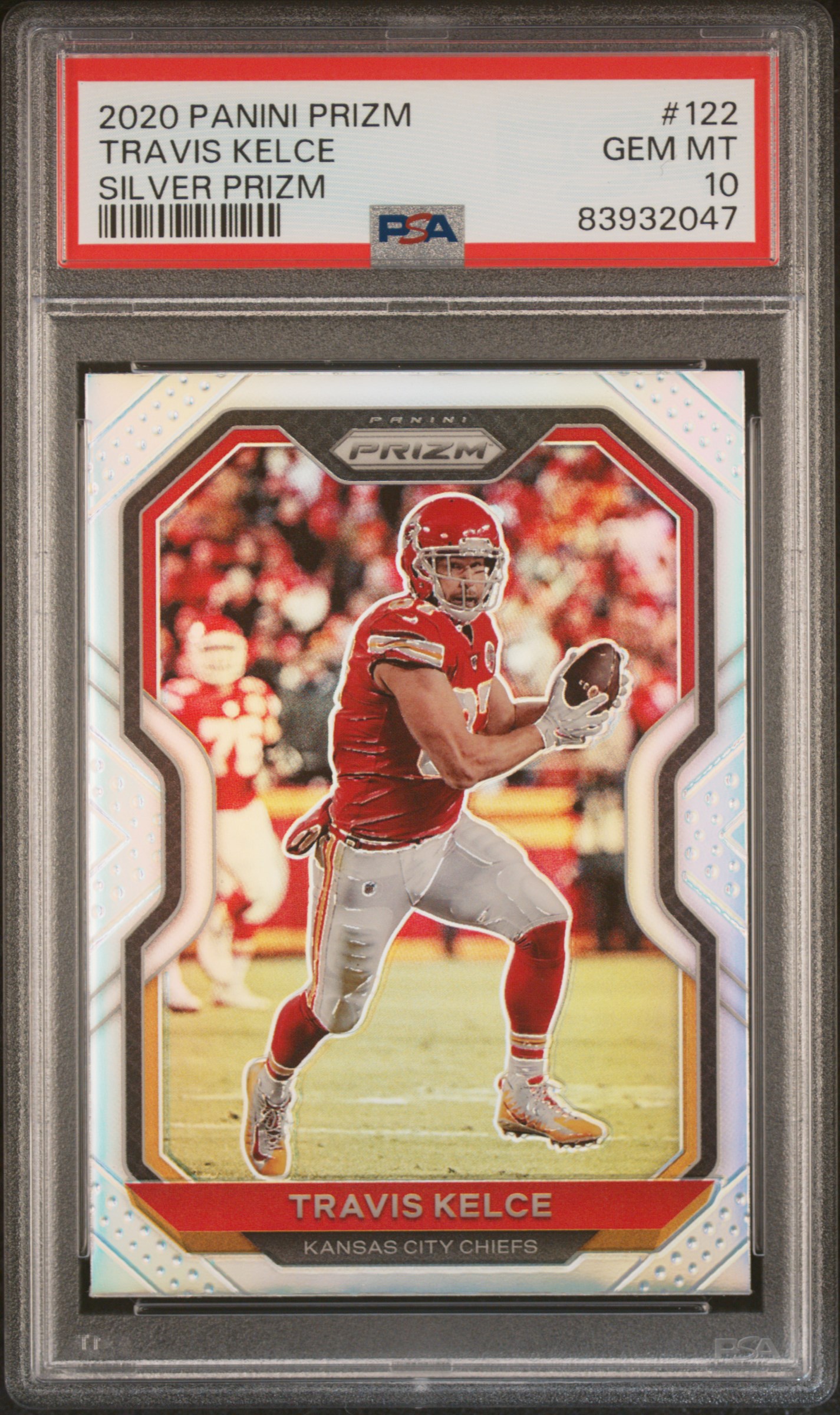 Travis Kelce 2020 Panini Silver Prizm Football Card #122 Graded PSA 10