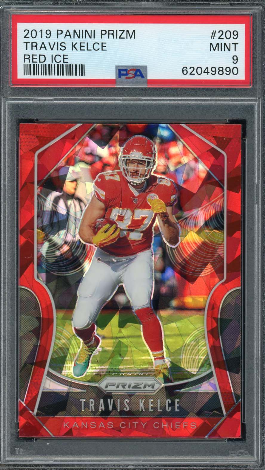 Travis Kelce 2019 Panini Prizm Red Ice Football Card #209 Graded PSA 9 Travis Kelce 2019 Panini Prizm Red Ice Football Card #209 Graded PSA 9