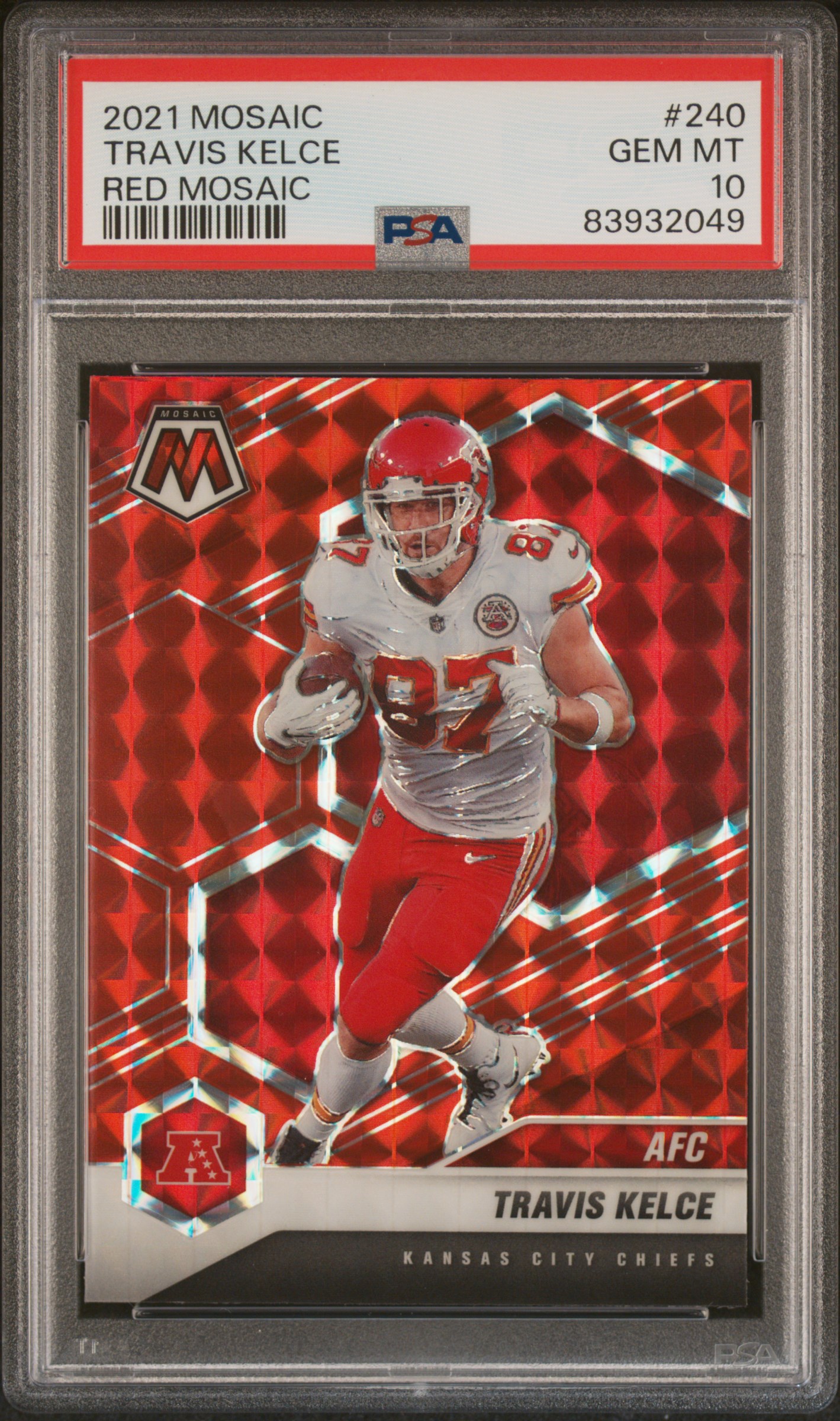 Travis Kelce 2021 Panini Mosaic Red Football Card #240 Graded PSA 10