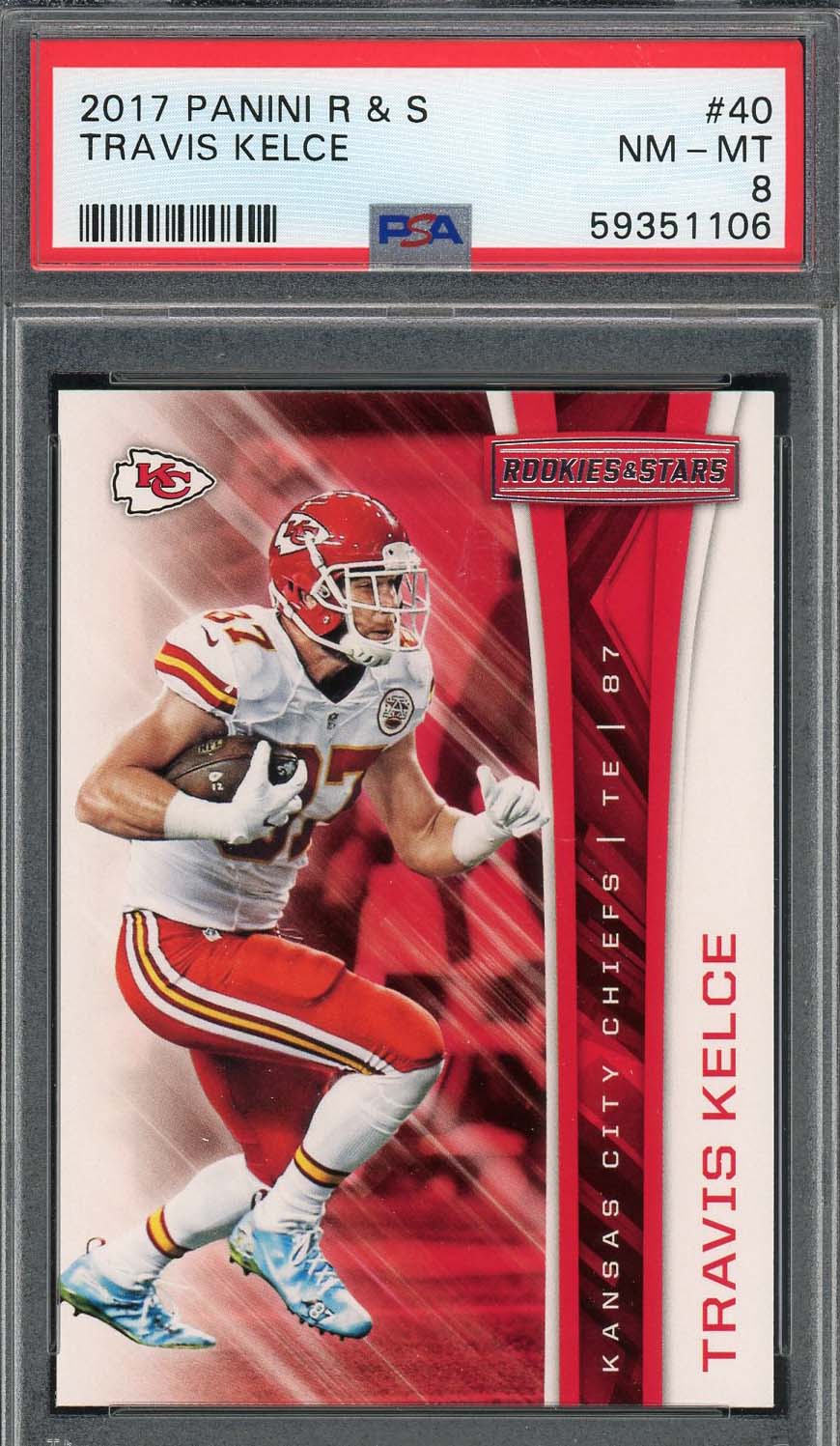 Travis Kelce 2017 Panini Rookies and Stars Football Card #40 Graded PSA 8 Travis Kelce 2017 Panini Rookies and Stars Football Card #40 Graded PSA 8