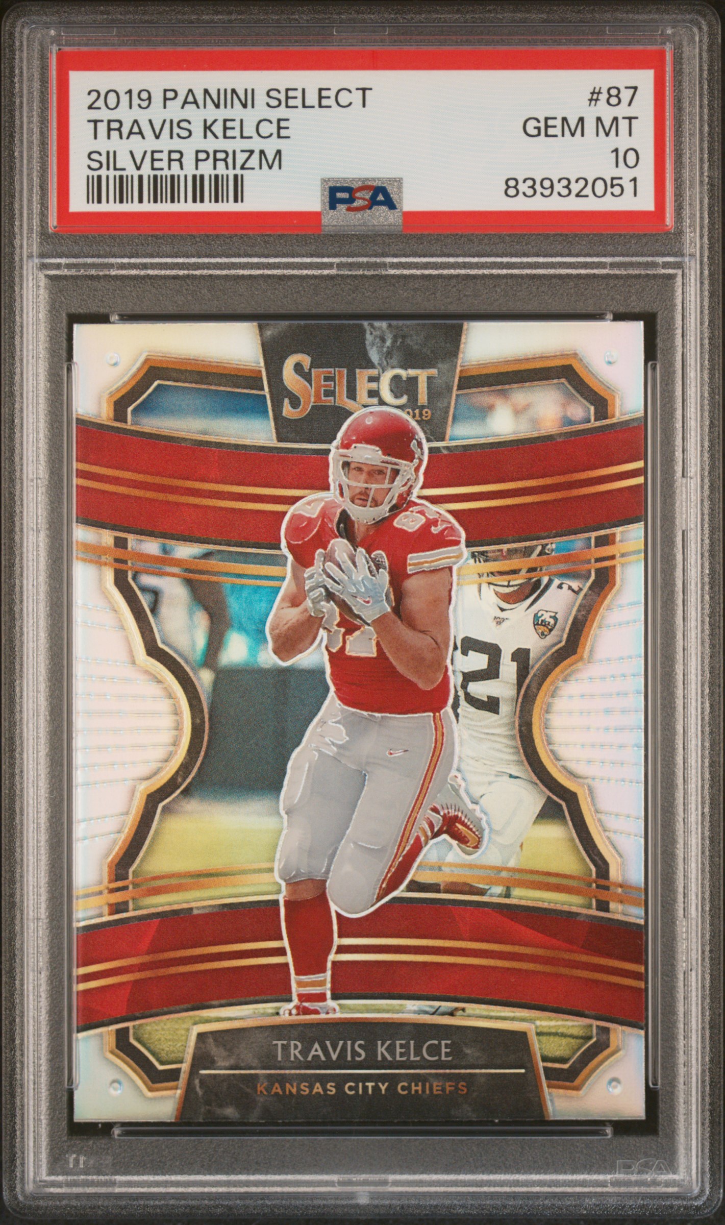Travis Kelce 2019 Panini Select Silver Prizm Football Card #87 Graded PSA 10