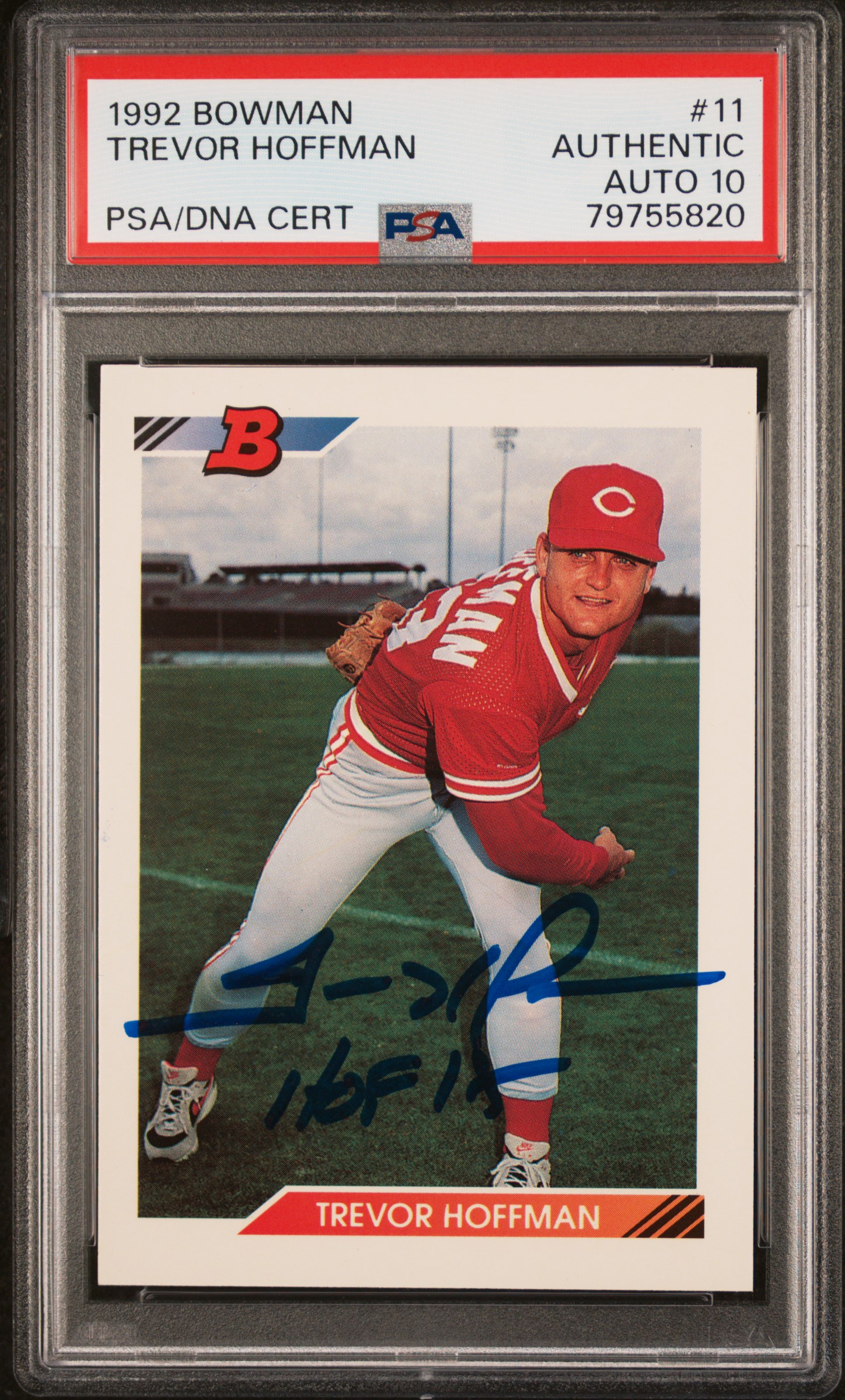 Trevor Hoffman 1992 Bowman Signed Rookie Card #11 HOF 18 Auto Graded PSA 10 5820