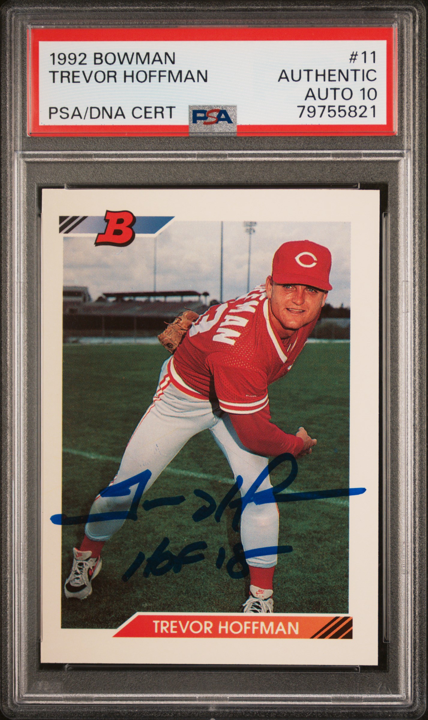 Trevor Hoffman 1992 Bowman Signed Rookie Card #11 HOF 18 Auto Graded PSA 10 5821