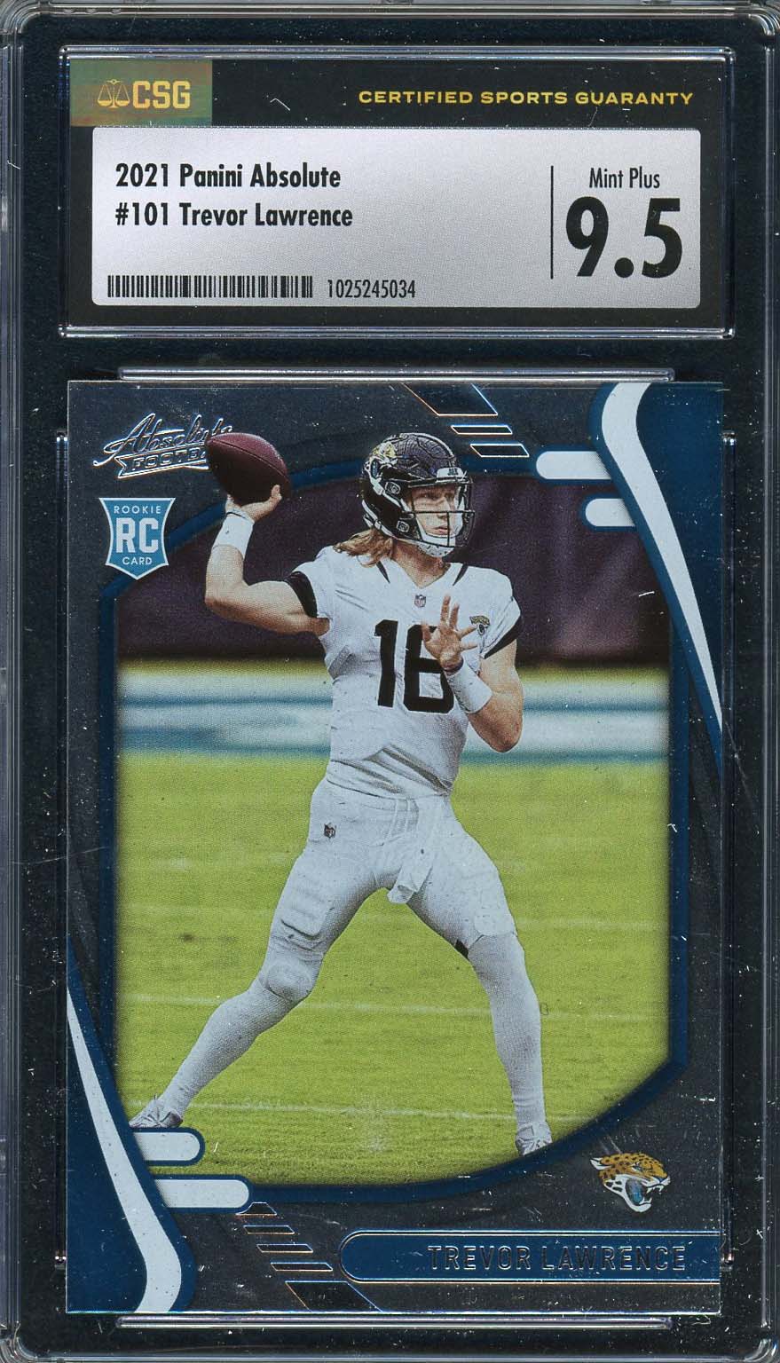 Trevor Lawrence 2021 Panini Absolute Football Rookie Card #101 Graded CSG 9.5 Trevor Lawrence 2021 Panini Absolute Football Rookie Card #101 Graded CSG 9.5