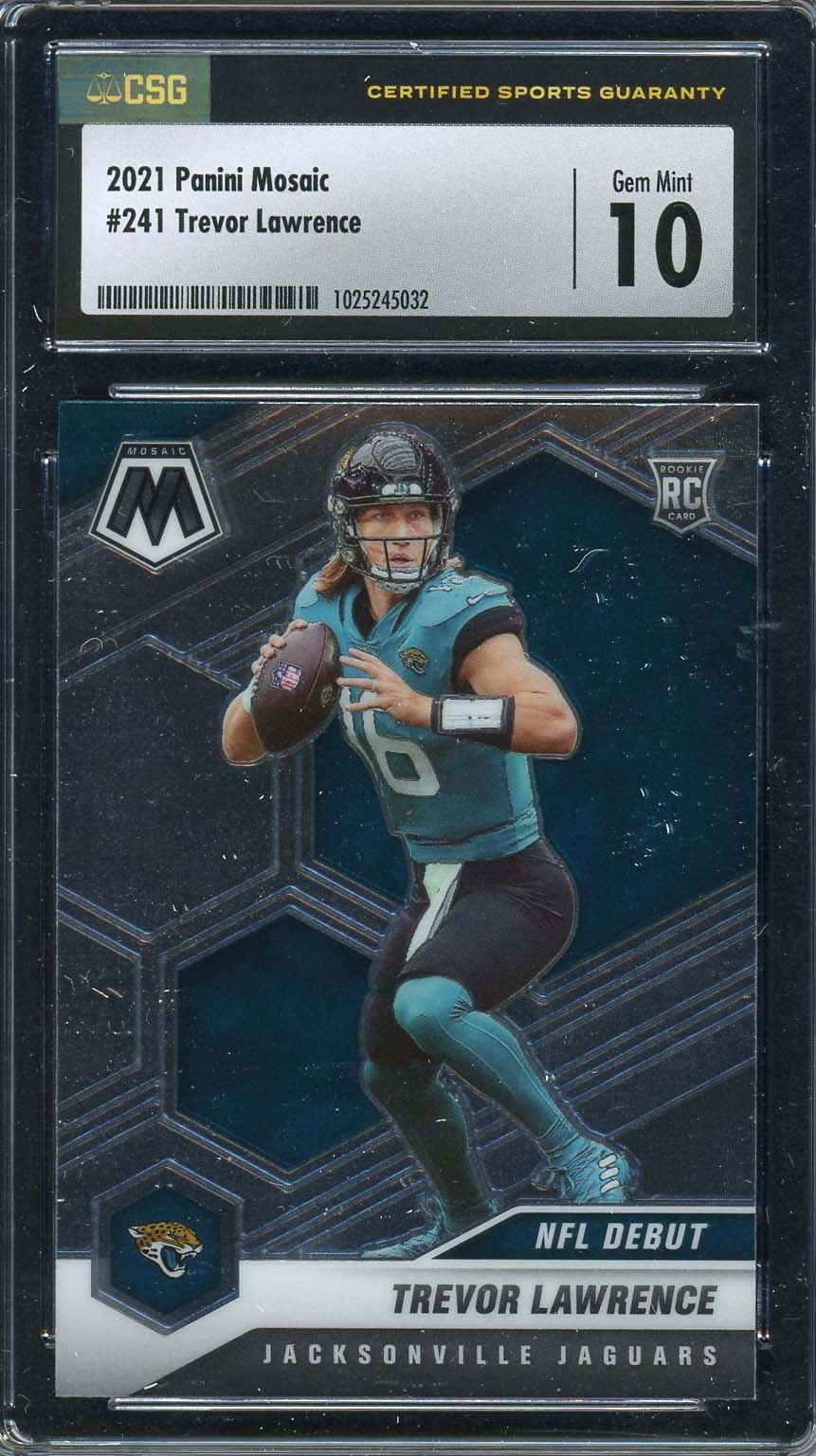 Trevor Lawrence 2021 Panini Mosaic Football Rookie Card #241 Graded CSG 10 Trevor Lawrence 2021 Panini Mosaic Football Rookie Card #241 Graded CSG 10