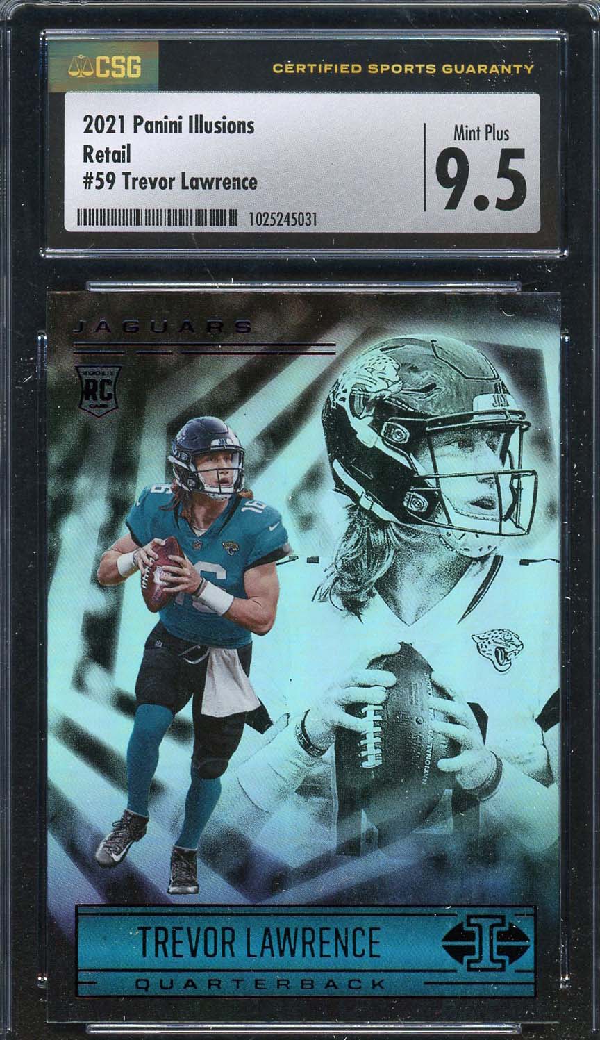 Trevor Lawrence 2021 Panini Illusions Football Rookie Card #59 Graded CSG 9.5 Trevor Lawrence 2021 Panini Illusions Football Rookie Card #59 Graded CSG 9.5