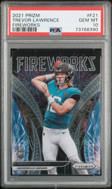 Trevor Lawrence 2021 Panini Prizm Fireworks Rookie Card #F21 Graded PSA 10