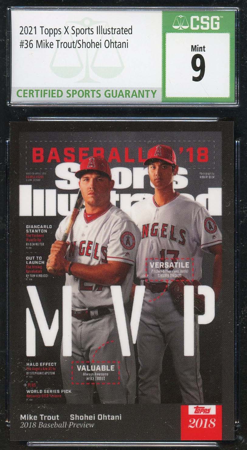 Mike Trout / Shohei Ohtani 2021 Topps X Sports Illustrated Card #36 CSG 9